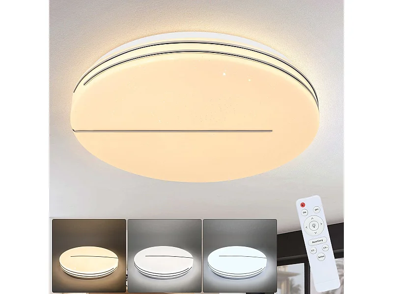 NETTLIFE Plafonnier LED Moderne Rond 44W Lampe de Salon 40cm Dimmable avec Télécommande Ciel Étoilé Éclairage de Chambre pour Couloir de Cuisine