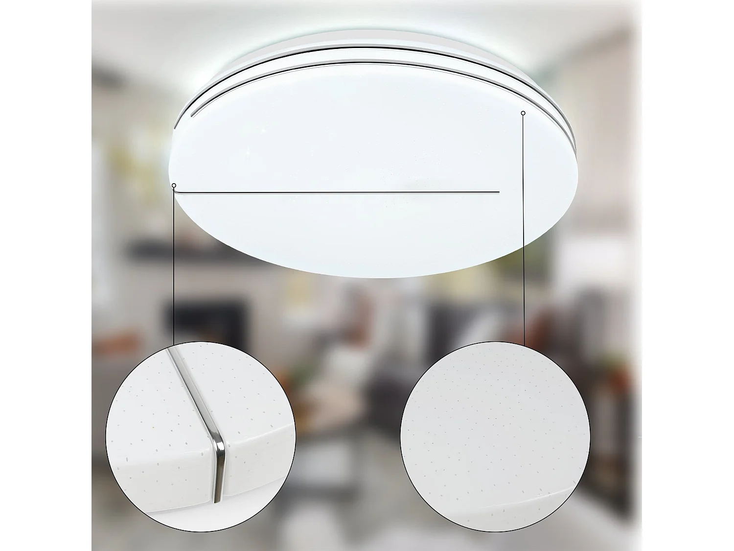 NETTLIFE Lámpara de Techo LED Moderna Lámpara Redonda de  de 44 W 40 cm Regulable con Control Remoto Iluminación de Dormitorio con Cielo Estrellado