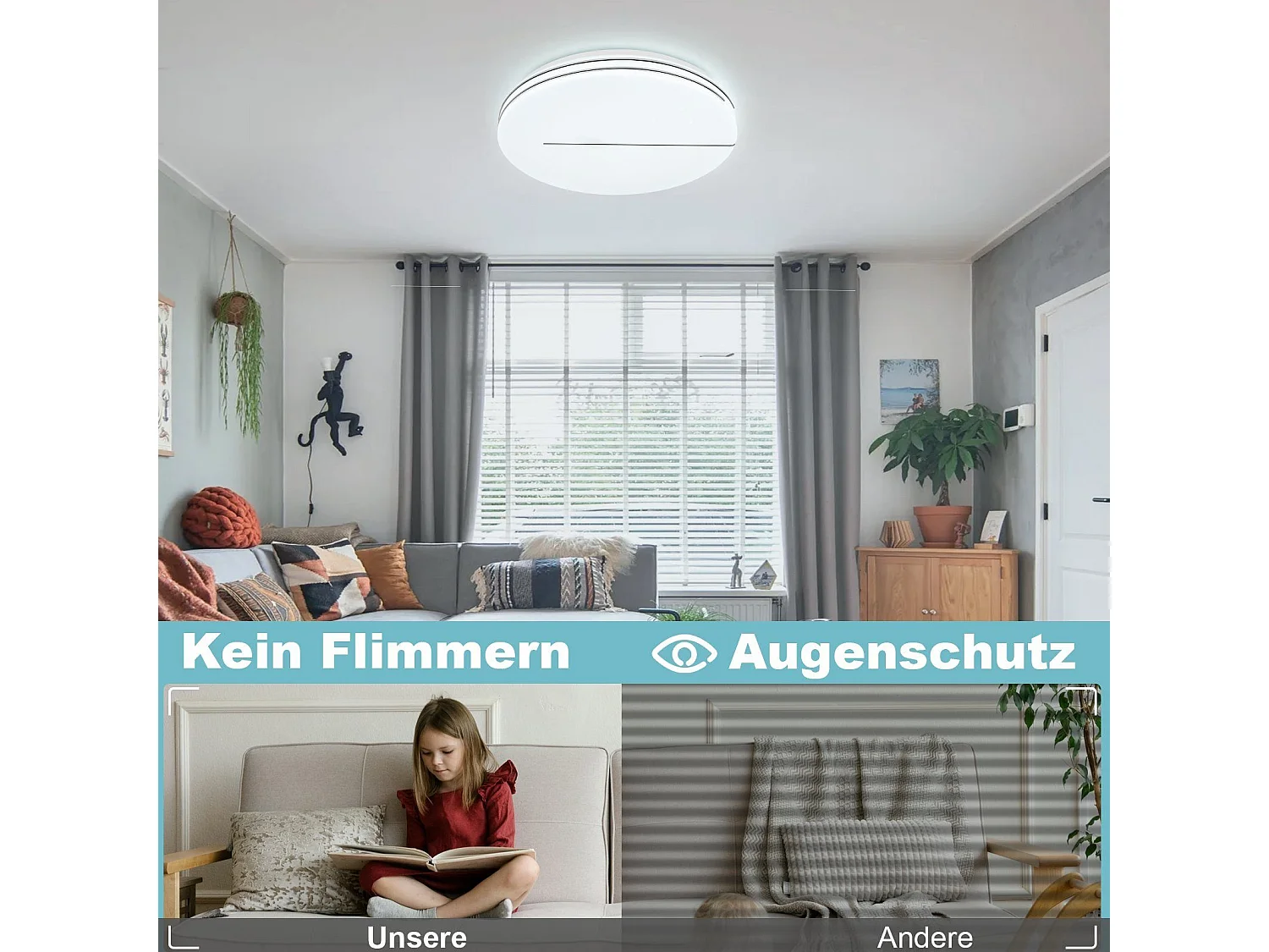 NETTLIFE Lámpara de Techo LED Moderna Lámpara Redonda de  de 44 W 40 cm Regulable con Control Remoto Iluminación de Dormitorio con Cielo Estrellado