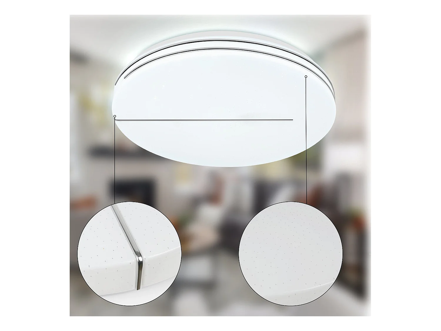 NETTLIFE Plafonnier LED Moderne Rond 44W Lampe de Salon 40cm Dimmable avec Télécommande Ciel Étoilé Éclairage de Chambre pour Couloir de Cuisine