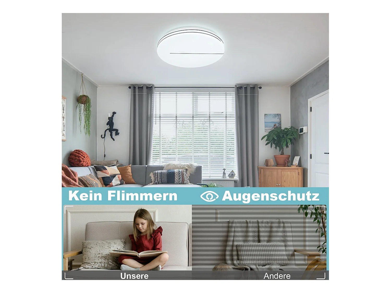 NETTLIFE Plafonnier LED Moderne Rond 44W Lampe de Salon 40cm Dimmable avec Télécommande Ciel Étoilé Éclairage de Chambre pour Couloir de Cuisine