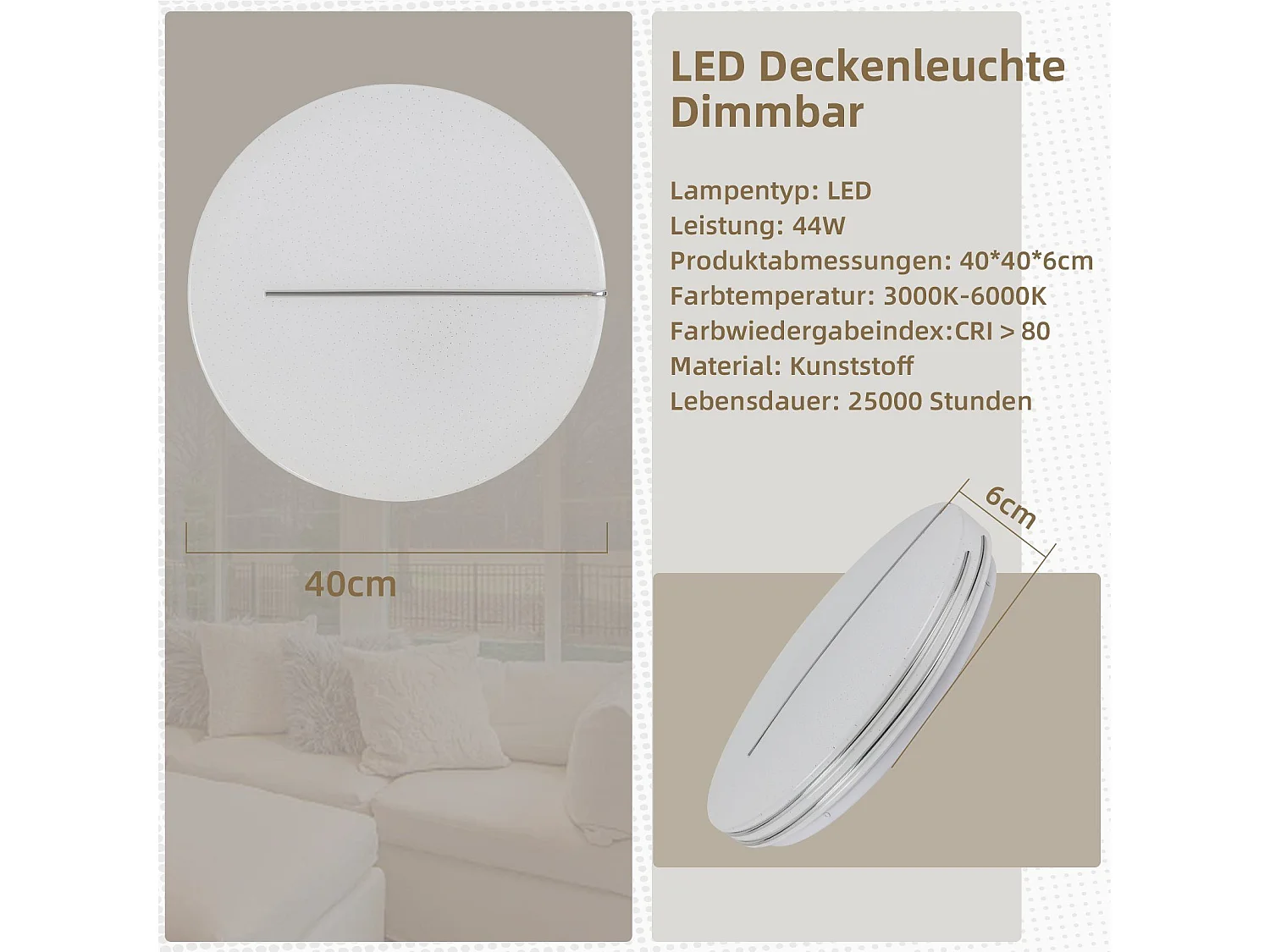 Moderne LED Deckenleuchte Rund 44w 40cm Dimmbar Mit Fernbedienung Sternenhimmel Schlafzimmer Beleuchtung