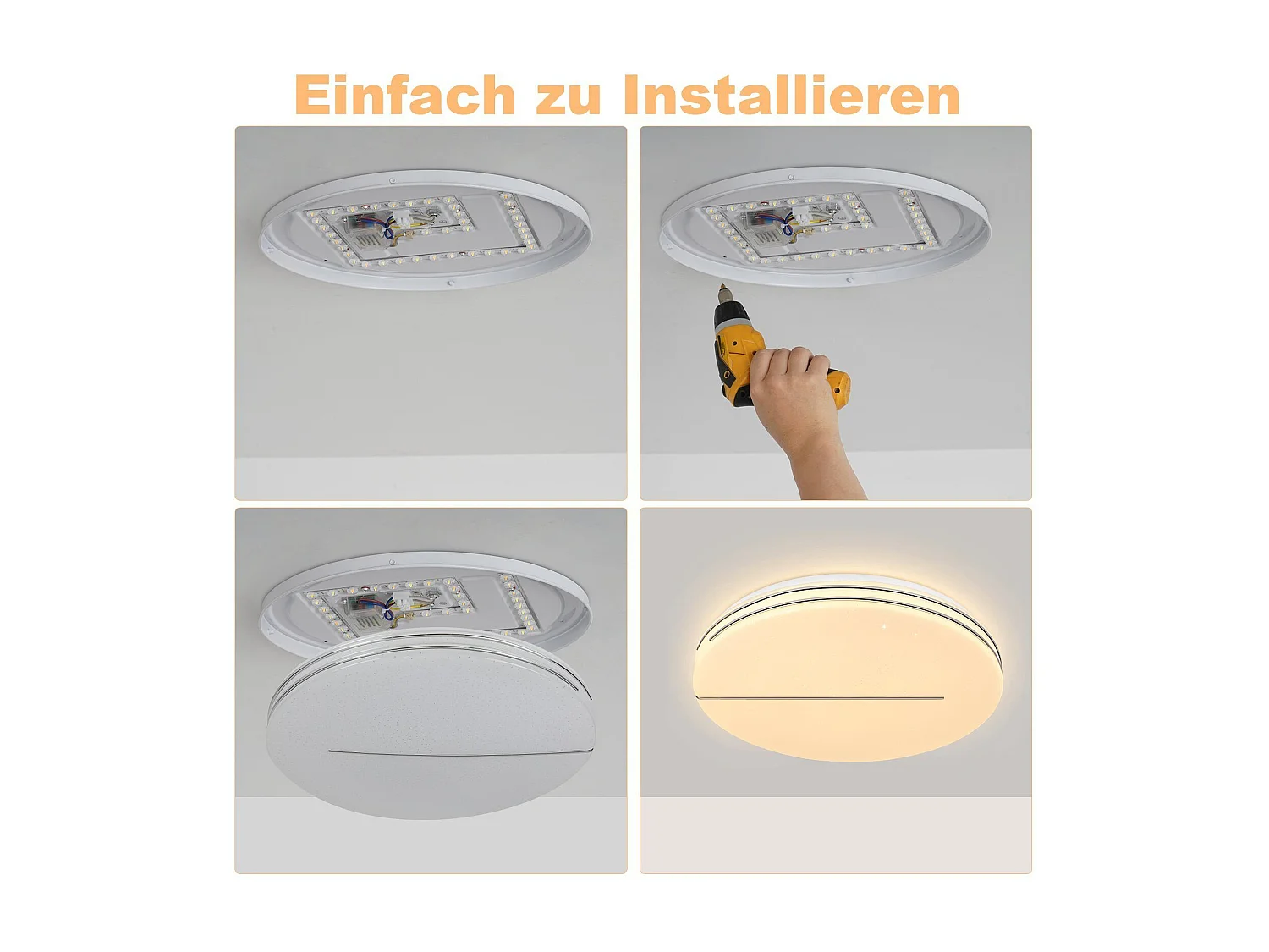 NETTLIFE Plafonnier LED Moderne Rond 44W Lampe de Salon 40cm Dimmable avec Télécommande Ciel Étoilé Éclairage de Chambre pour Couloir de Cuisine