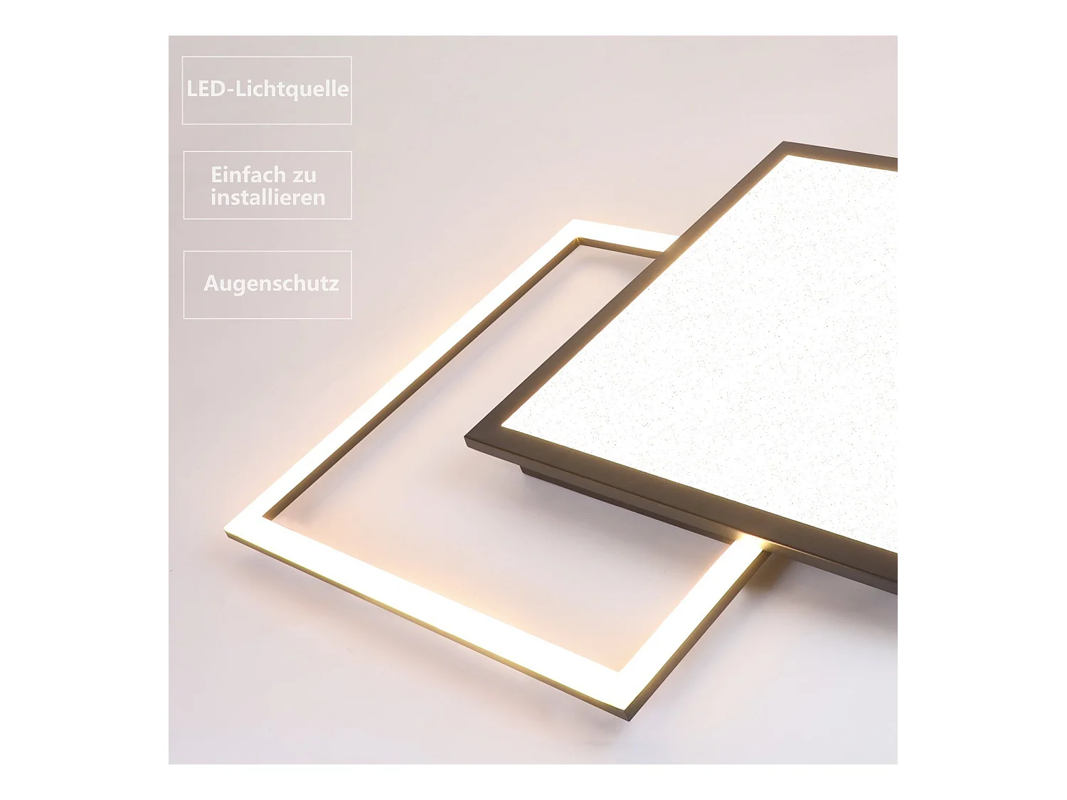 NETTLIFE Plafondlamp LED - 46W - vierkant - Dimbaar - Moderne Keukenverlichting - met Sterrenhemelontwerp - Zwart - voor Slaapkamer | Studeerkamer | Hotel