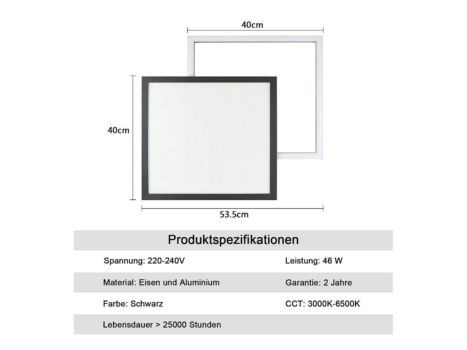 NETTLIFE Plafondlamp LED - 46W - vierkant - Dimbaar - Moderne Keukenverlichting - met Sterrenhemelontwerp - Zwart - voor Slaapkamer | Studeerkamer | Hotel