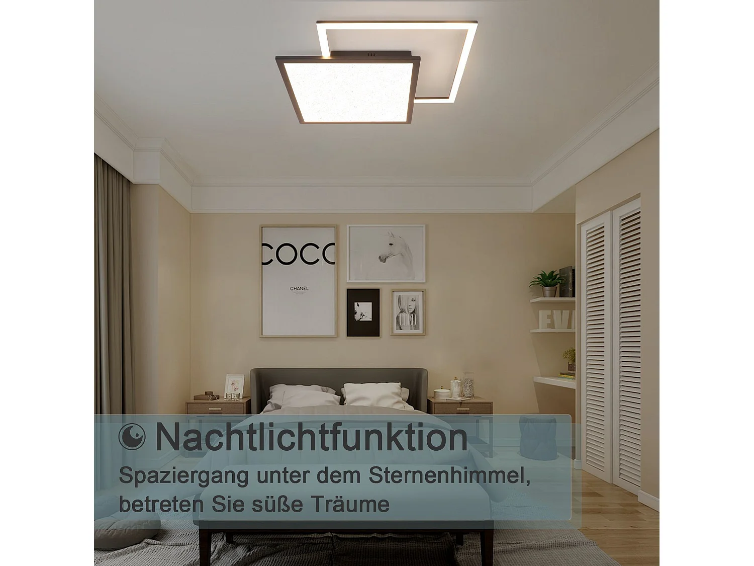 NETTLIFE Plafonnier LED 46W Salon Noir Lampe de Cuisine Moderne à Intensité Variable avec Design Ciel Étoilé pour Chambre Étude Hôtel Bureau