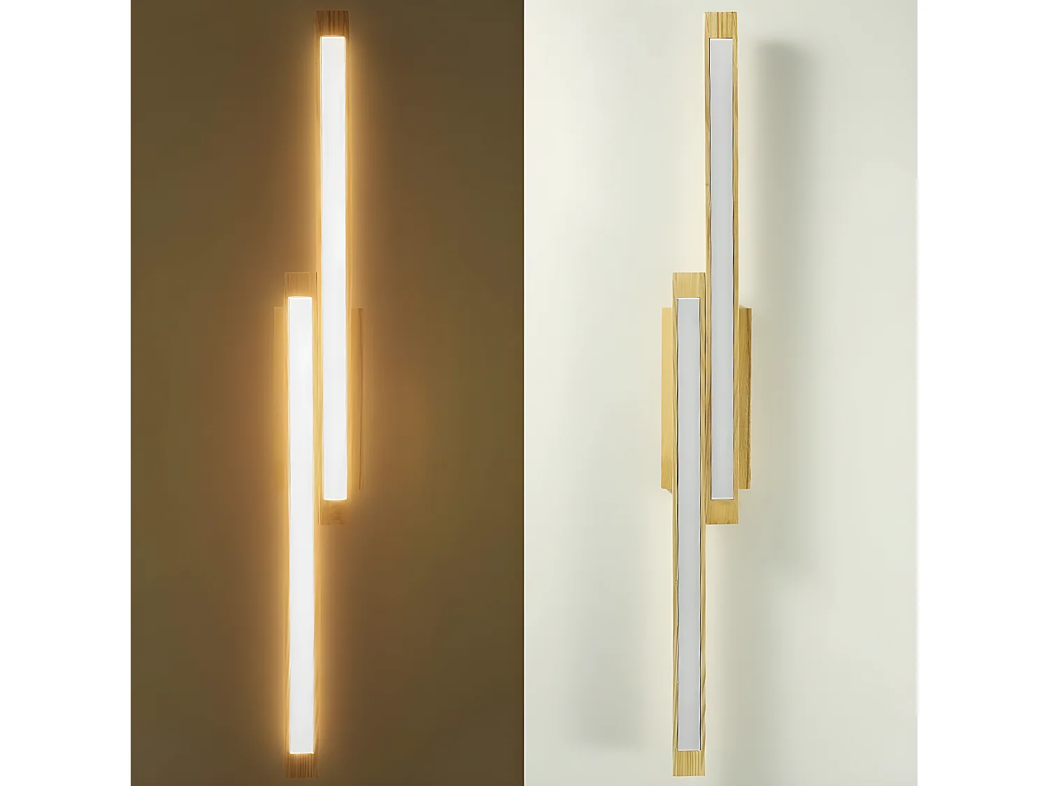 NETTLIFE Plafonnier LED Bois Clair 90 cm 3000 K Blanc Chaud Lampe de Chambre au Design Rétro, pour Salon, Chambre, Couloir, Salle à Manger