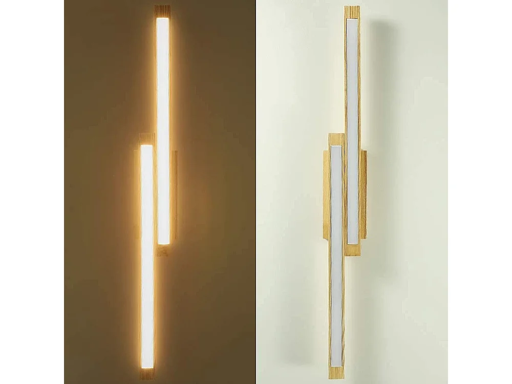 NETTLIFE Plafonnier LED Bois Clair 90 cm 3000 K Blanc Chaud Lampe de Chambre au Design Rétro, pour Salon, Chambre, Couloir, Salle à Manger