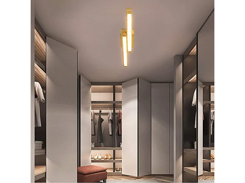 NETTLIFE Plafonnier LED Bois Clair 90 cm 3000 K Blanc Chaud Lampe de Chambre au Design Rétro, pour Salon, Chambre, Couloir, Salle à Manger