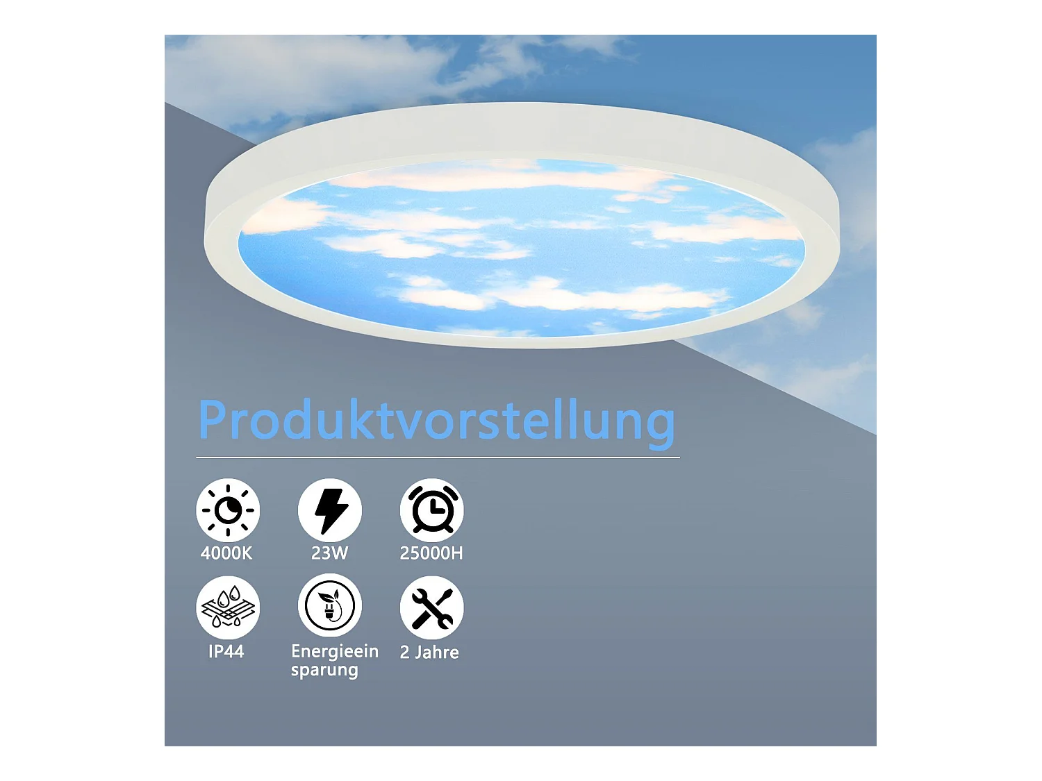 NETTLIFE Plafonnier LED IP44 blanc neutre 23cm 23W bain 4000 K chambre d'enfant éclairage de bain couloir ronde lampe de salle de bain cuisine