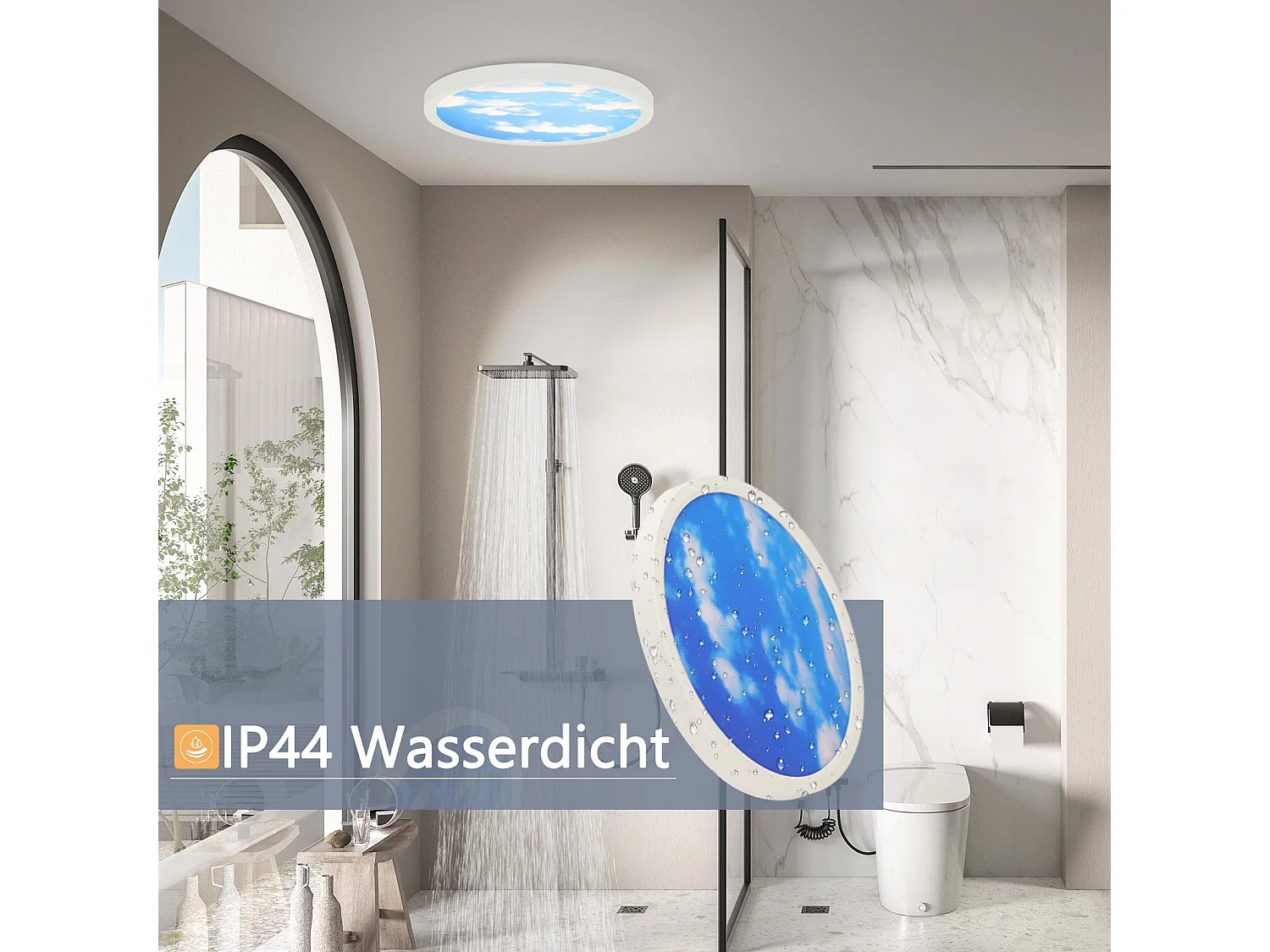 NETTLIFE Plafonnier LED IP44 blanc neutre 23cm 23W bain 4000 K chambre d'enfant éclairage de bain couloir ronde lampe de salle de bain cuisine