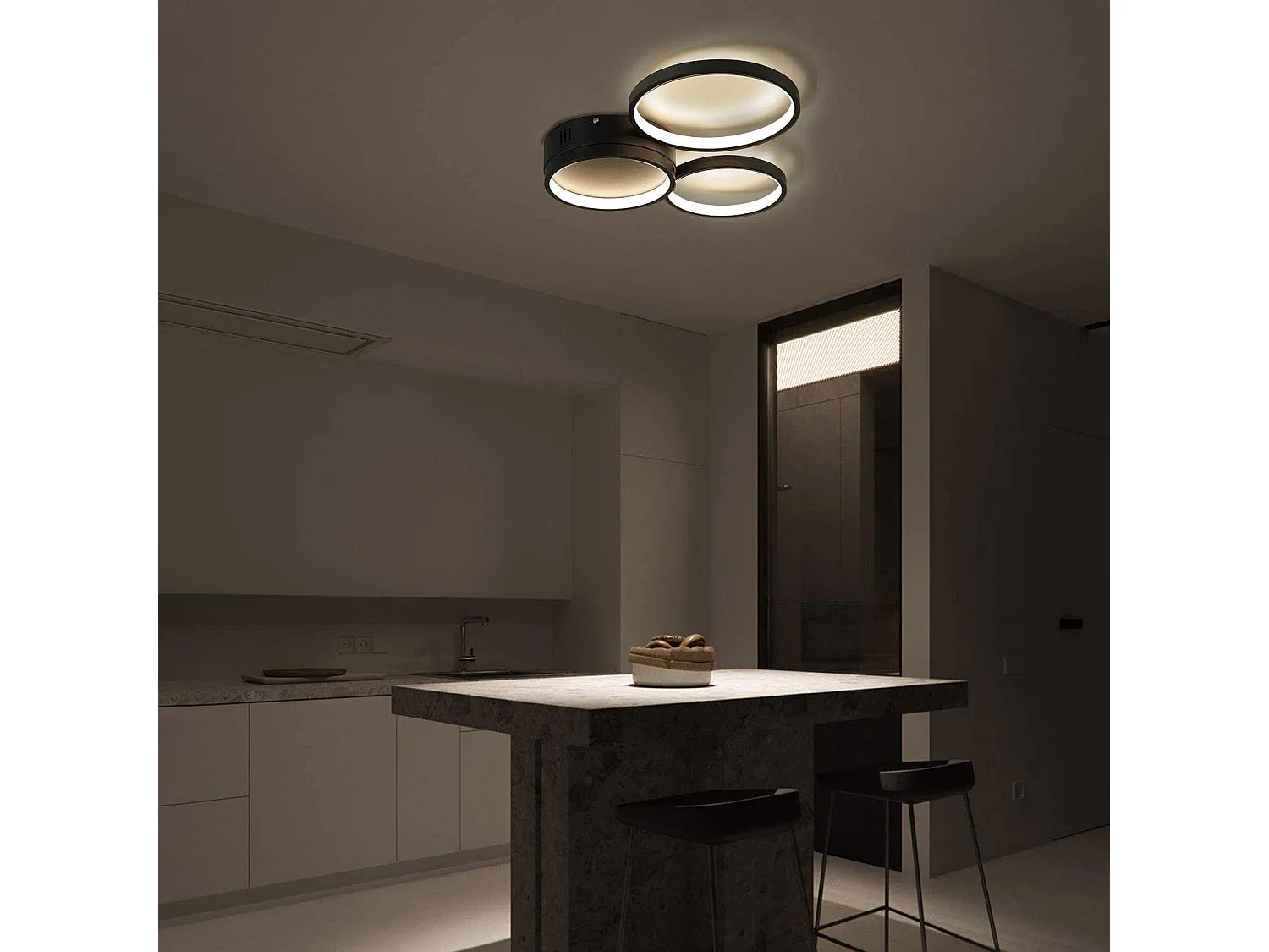 NETTLIFE Plafonnier LED 43,5 * 35,5 * 6CM ,38W Dimmable Noir Éclairage de Plafond Moderne avec de Lampe de Bureau de Cuisine Étude Chambre
