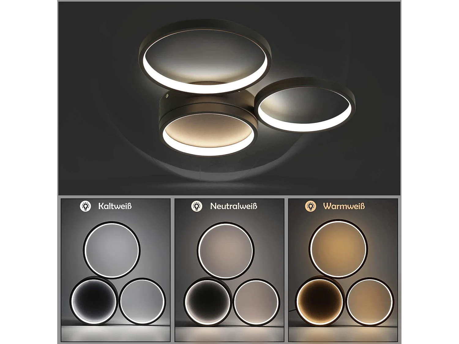 NETTLIFE Plafonnier LED 43,5 * 35,5 * 6CM ,38W Dimmable Noir Éclairage de Plafond Moderne avec de Lampe de Bureau de Cuisine Étude Chambre