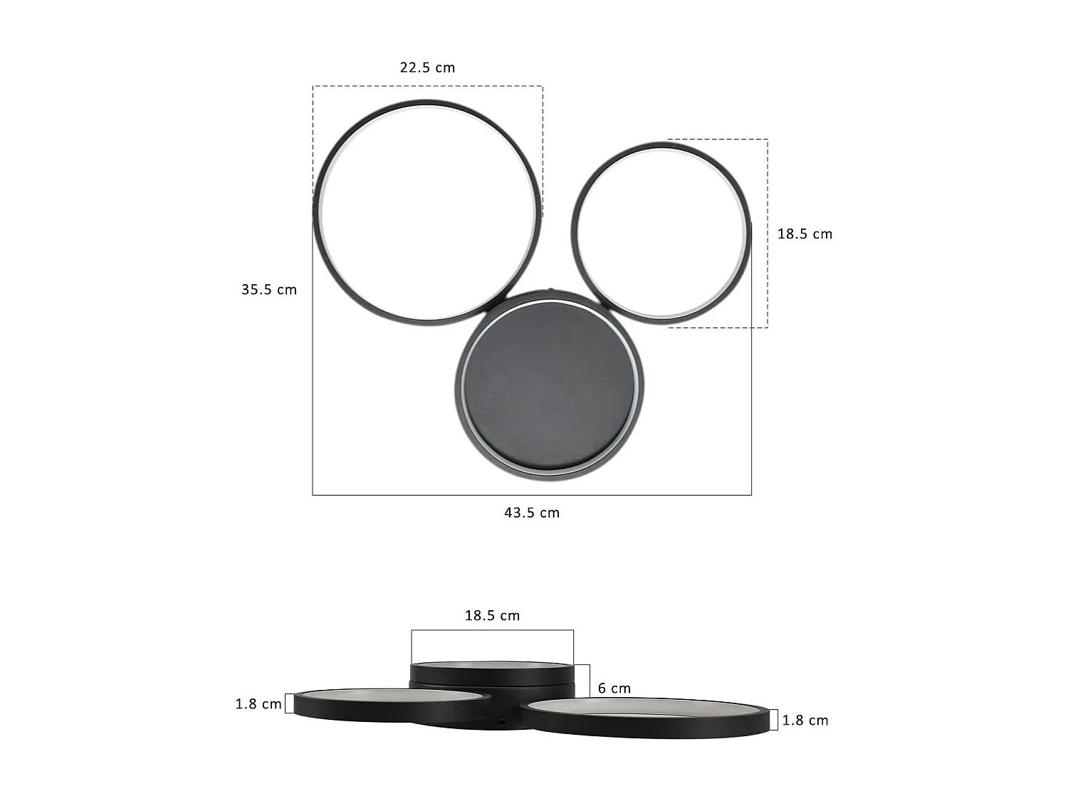 NETTLIFE Plafonnier LED 43,5 * 35,5 * 6CM ,38W Dimmable Noir Éclairage de Plafond Moderne avec de Lampe de Bureau de Cuisine Étude Chambre