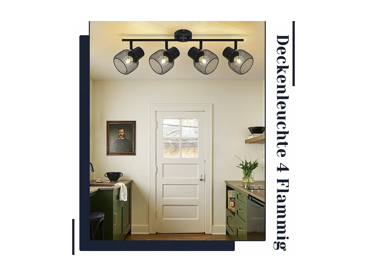 NETTLIFE Opbouwspot 4 vlammen E27 rond vintage zwart metaal Plafondspot verstelbaar 330°spot plafondlamp spot voor woonkamer slaapkamer keuken zonder gloeilampen