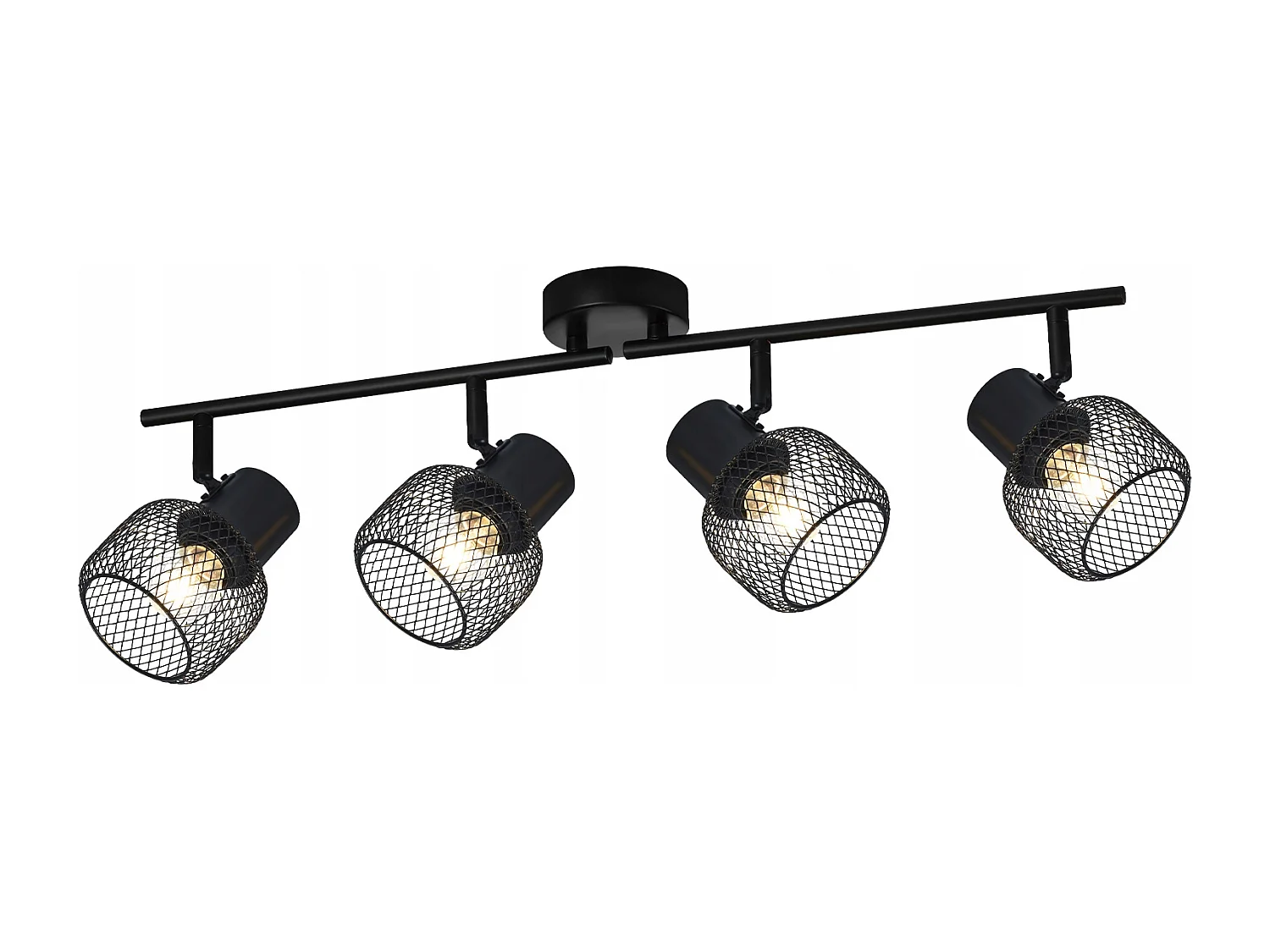 NETTLIFE 4 Spots Max.25W Plafond Métal Noir 4 Ampoules Pivotant 330° LED E27 Intérieur pour Salle à Manger Cuisine Chambre d'Enfant