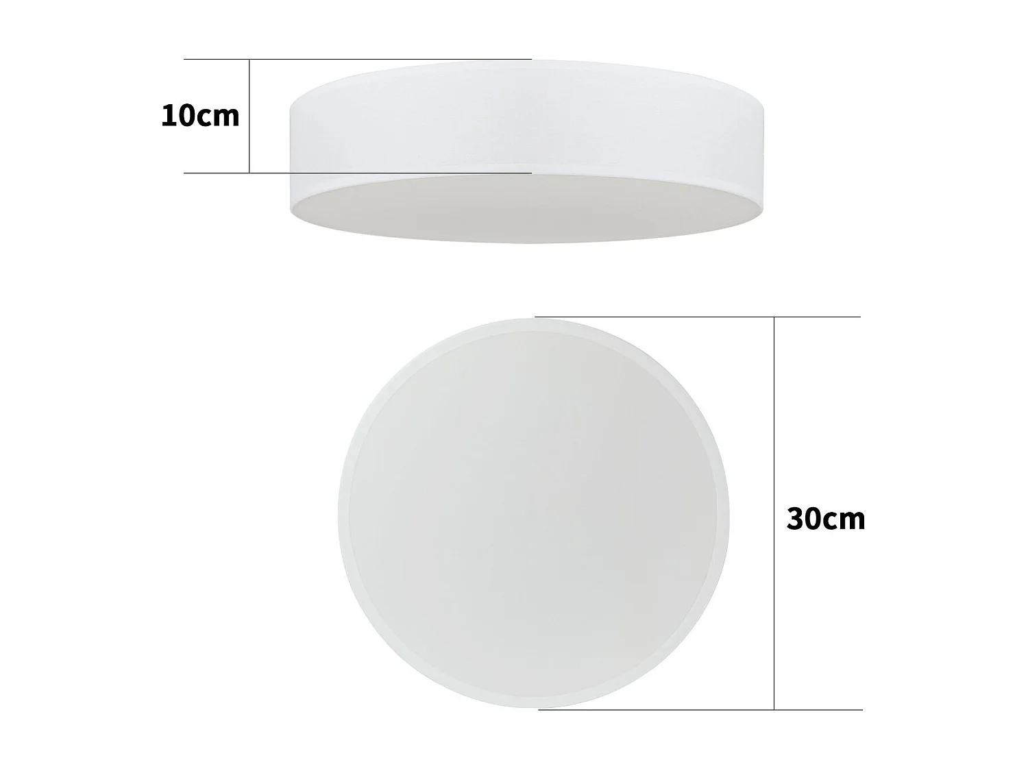 NETTLIFE lampa sufitowa 38CM biała E27 okrągła nowoczesna 2 żarówki materiałowe z abażurem do salonu kuchnia przedpokój