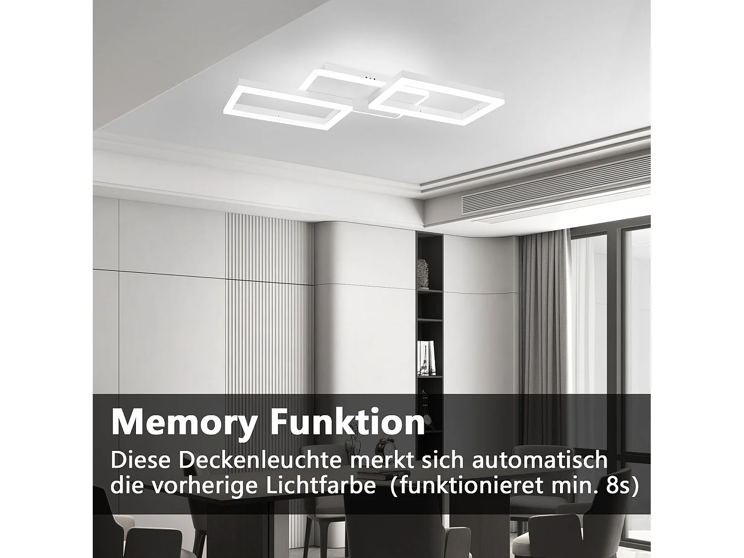 NETTLIFE Plafonnier LED 48W Lampe de Salon Dimmable avec Télécommande Design Moderne Chambre Blanc pour Cuisine Couloir Bureau