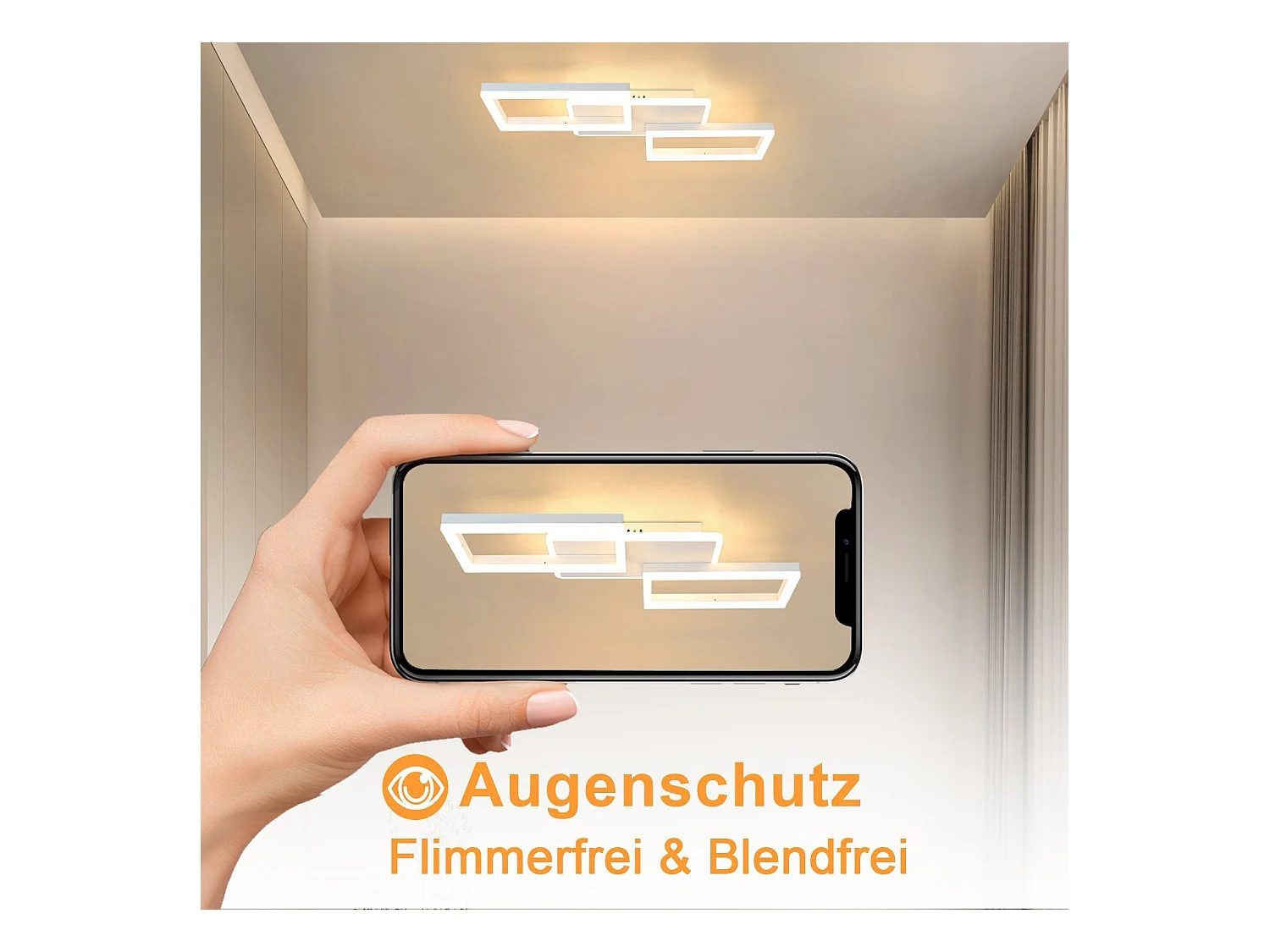 NETTLIFE Plafondlamp LED – Wit – vierkant - 3-Lichts - 3000K Warm wit Licht - Moderne Plafondverlichting – Metaal - voor Woonkamer | Slaapkamer | Gang - 48W
