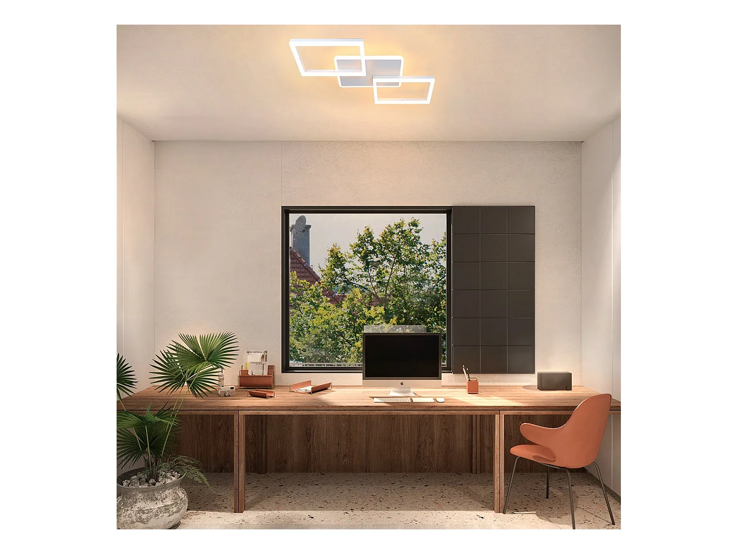 NETTLIFE Plafondlamp LED – Wit – vierkant - 3-Lichts - 3000K Warm wit Licht - Moderne Plafondverlichting – Metaal - voor Woonkamer | Slaapkamer | Gang - 48W