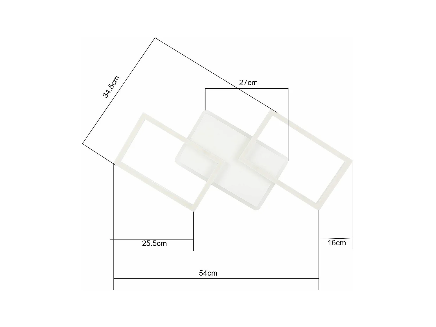 NETTLIFE Plafondlamp LED – Wit – vierkant - 3-Lichts - 3000K Warm wit Licht - Moderne Plafondverlichting – Metaal - voor Woonkamer | Slaapkamer | Gang - 48W