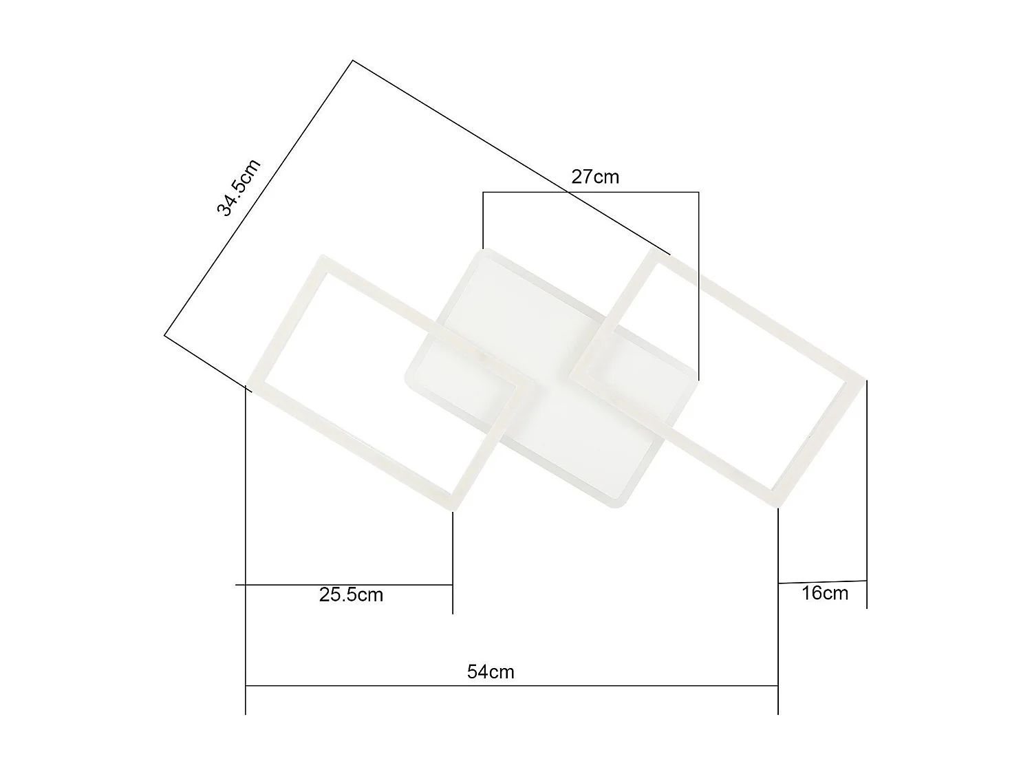 NETTLIFE Plafonnier LED 48W Lampe de Salon Dimmable avec Télécommande Design Moderne Chambre Blanc pour Cuisine Couloir Bureau