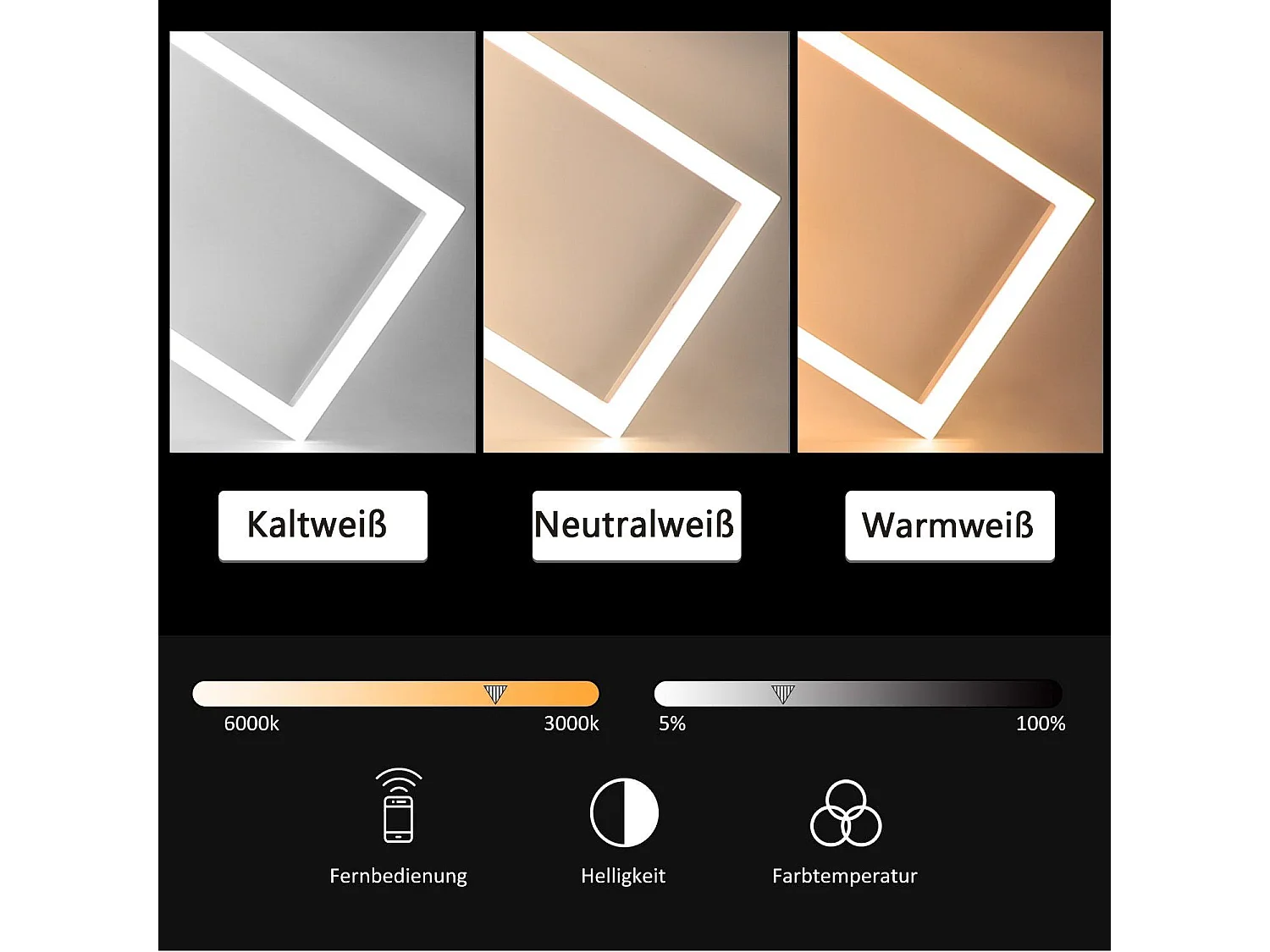 NETTLIFE Plafondlamp LED – Wit – vierkant - 3-Lichts - 3000K Warm wit Licht - Moderne Plafondverlichting – Metaal - voor Woonkamer | Slaapkamer | Gang - 48W