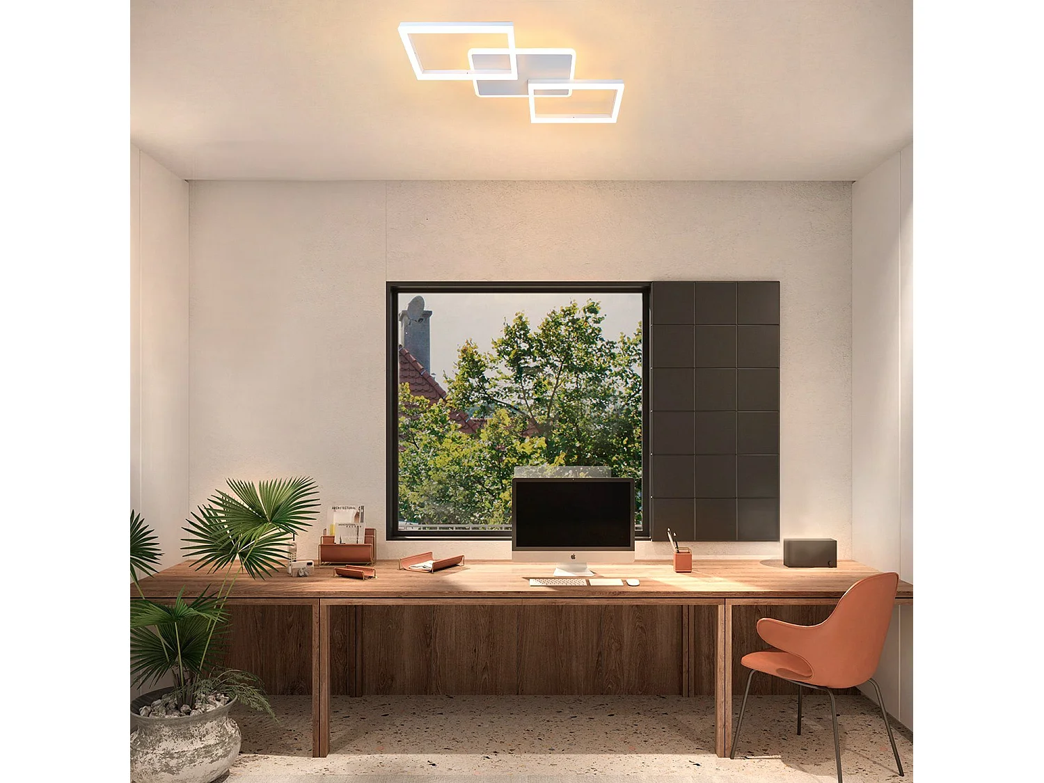 NETTLIFE Plafondlamp LED – Wit – vierkant - 3-Lichts - 3000K Warm wit Licht - Moderne Plafondverlichting – Metaal - voor Woonkamer | Slaapkamer | Gang - 48W