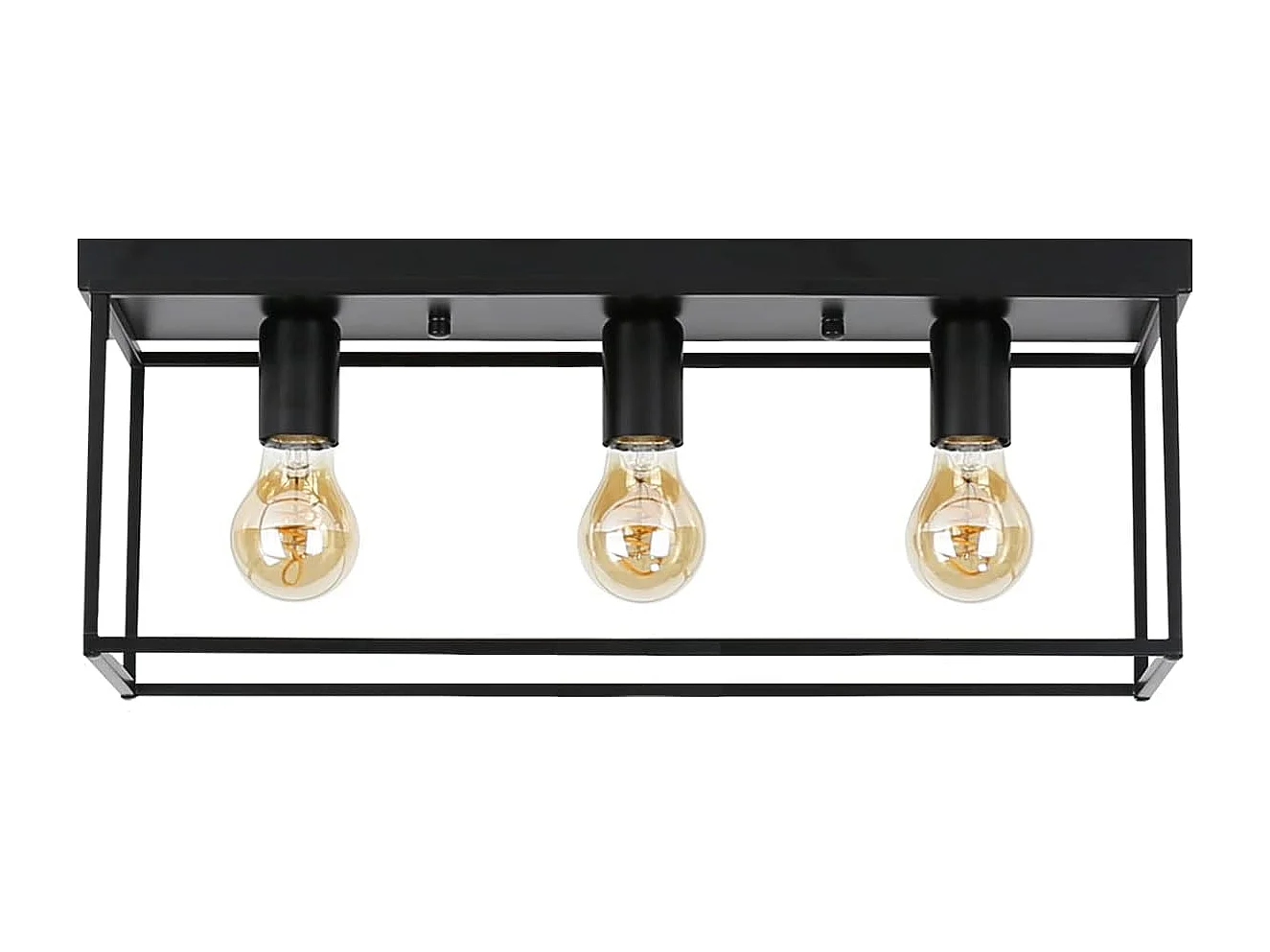 NETTLIFE Plafonnier 3 spots E27 Max. 25W vintage noir métal pour salon cuisine industriel lampe de couloir - sans ampoule
