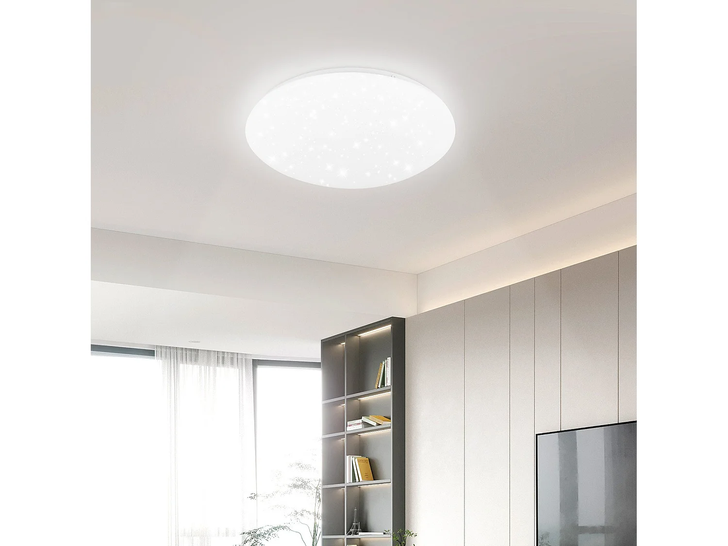 NETTLIFE LED-Deckenleuchte Schlafzimmer, 30 cm, 6000 K, Sternenhimmel, rund, 18 W, IP44, Badezimmerlampe für Wohnzimmer, Kinderzimmer, Küche