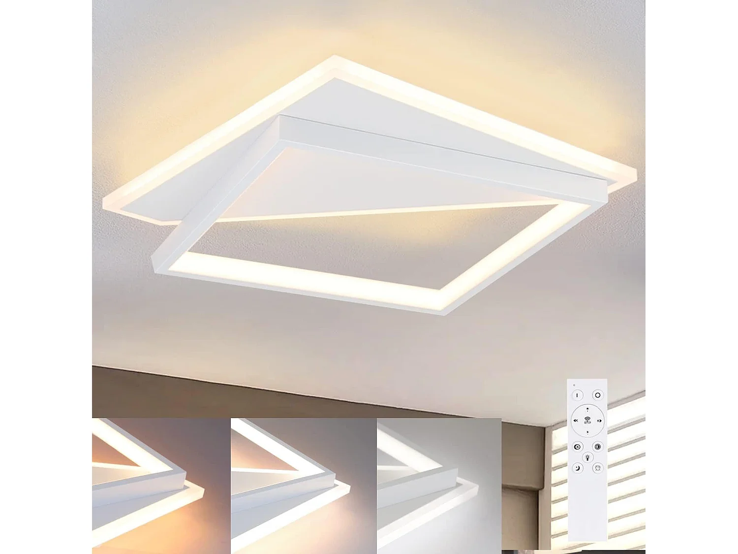 NETTLIFE Plafonnier LED 40W moderne lampes salon chambre dimmable avec télécommande blanc design cuisine lampe pour couloir