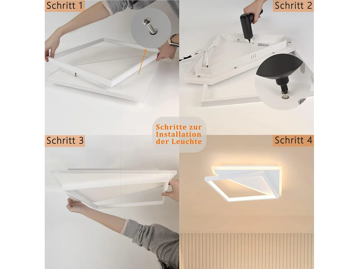 NETTLIFE Plafonnier LED 40W moderne lampes salon chambre dimmable avec télécommande blanc design cuisine lampe pour couloir