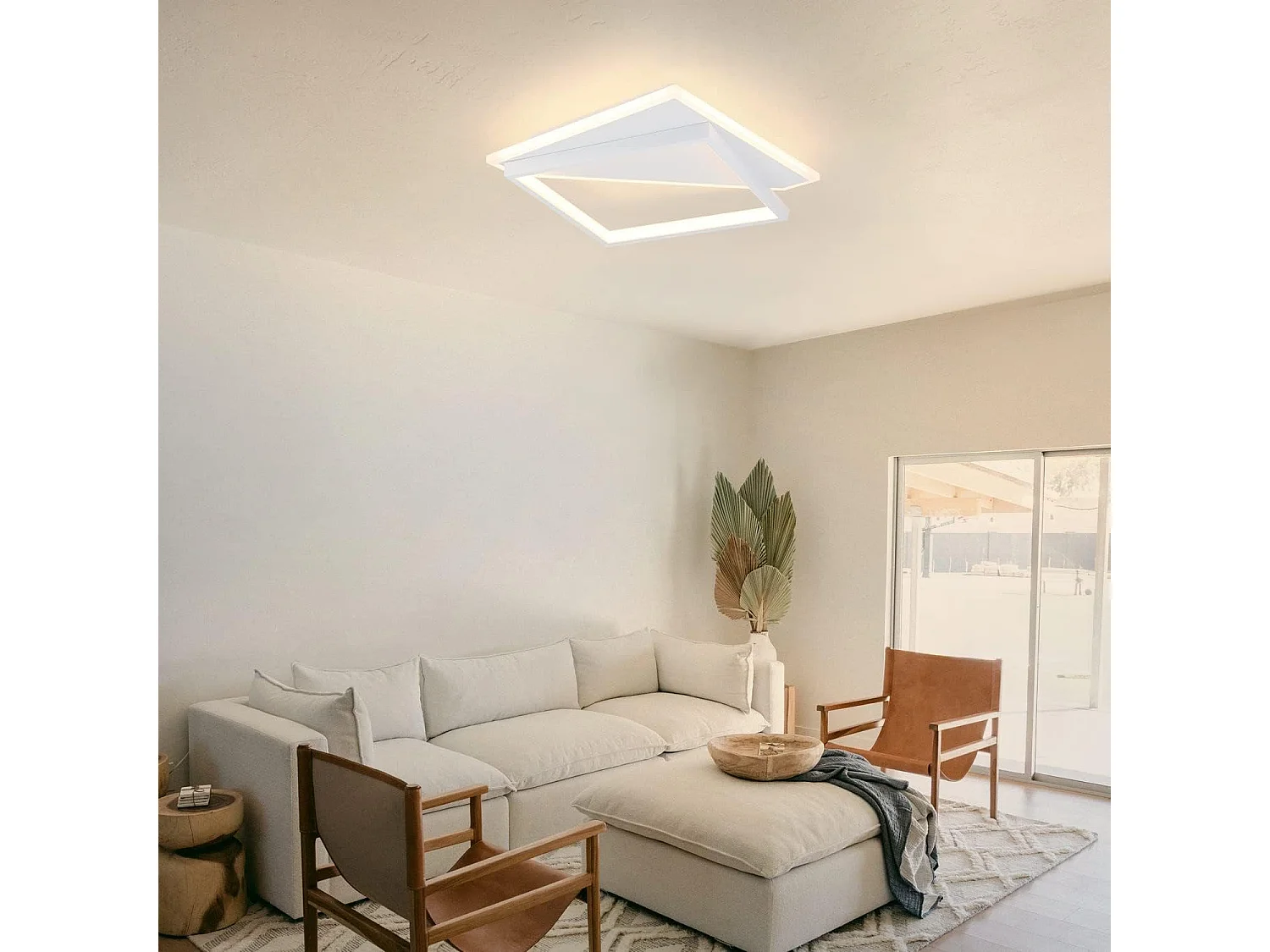 NETTLIFE Plafonnier LED 40W moderne lampes salon chambre dimmable avec télécommande blanc design cuisine lampe pour couloir