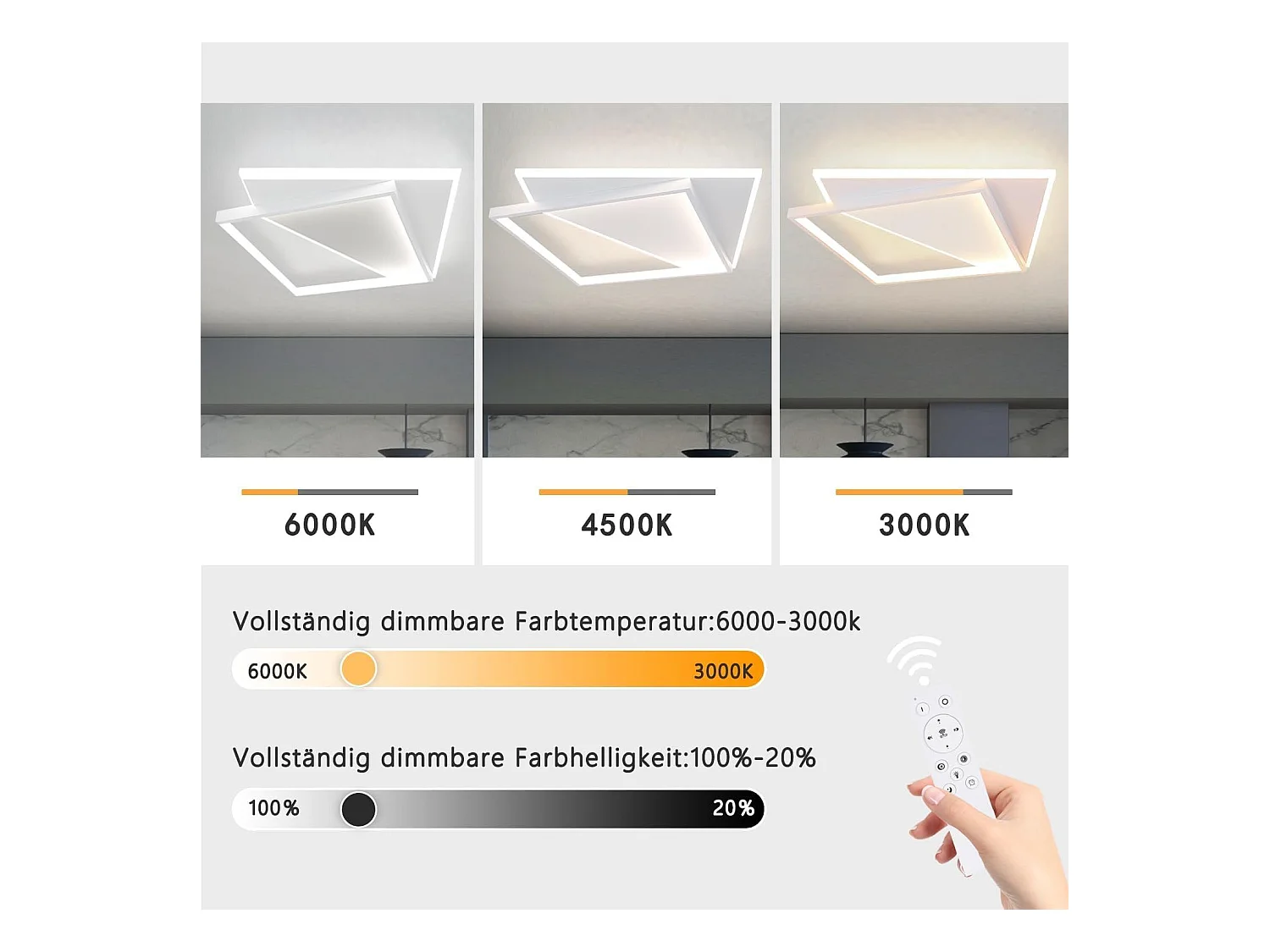 NETTLIFE LED Plafondlamp - wit - moderne - 40W slaapkamer lamp - dimbaar met afstandsbediening - vierkant woonkamer 30cm - voor keuken | hal