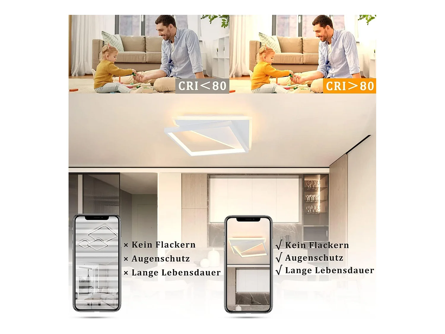 NETTLIFE LED Plafondlamp - wit - moderne - 40W slaapkamer lamp - dimbaar met afstandsbediening - vierkant woonkamer 30cm - voor keuken | hal