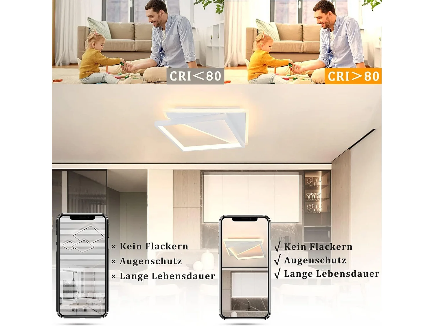 NETTLIFE LED Plafondlamp - wit - moderne - 40W slaapkamer lamp - dimbaar met afstandsbediening - vierkant woonkamer 30cm - voor keuken | hal