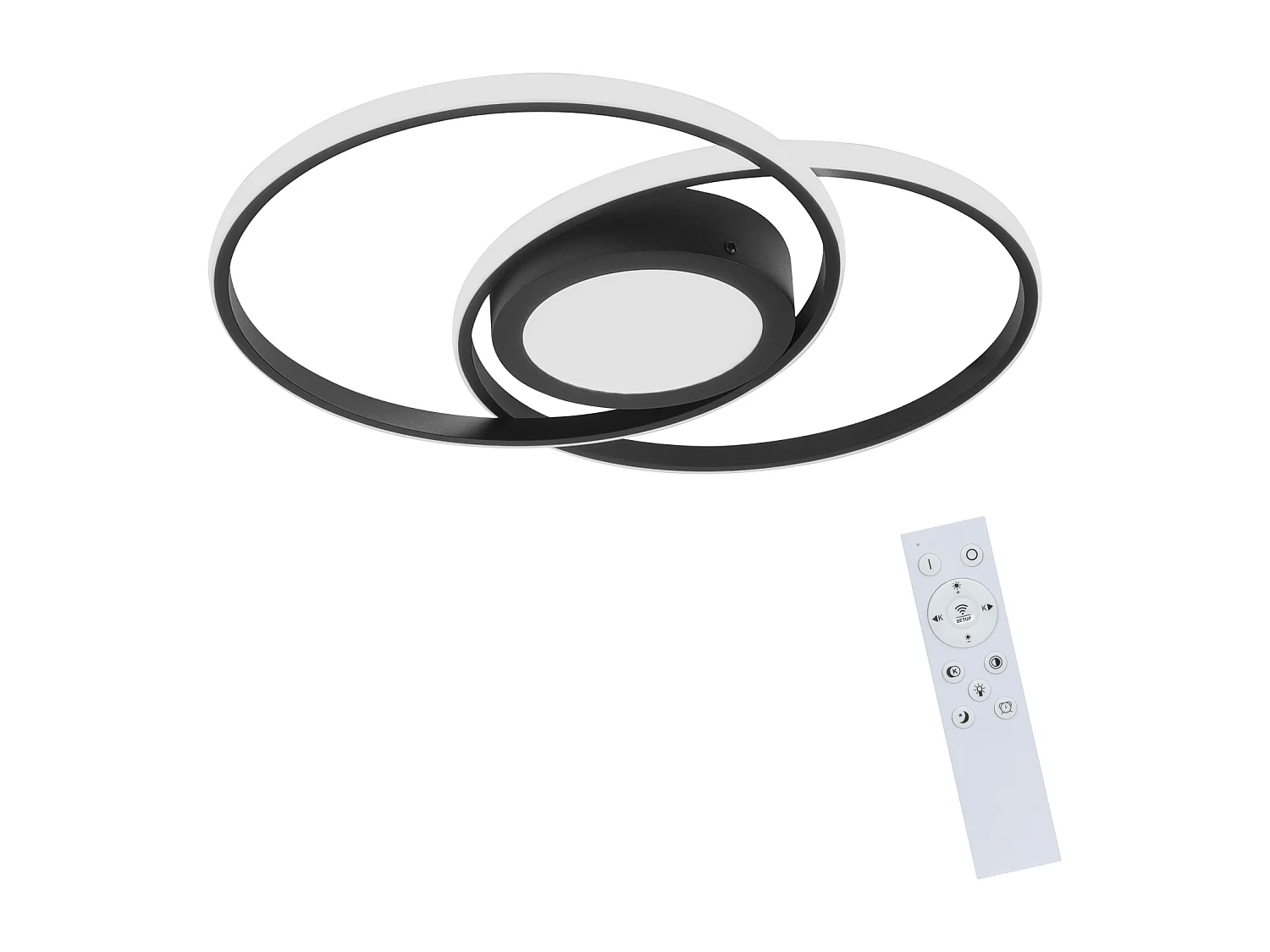 NETTLIFE Plafonnier LED Noir Salon Dimmable avec Télécommande Design Moderne Lampe de Plafond pour Chambre Cuisine Bureau