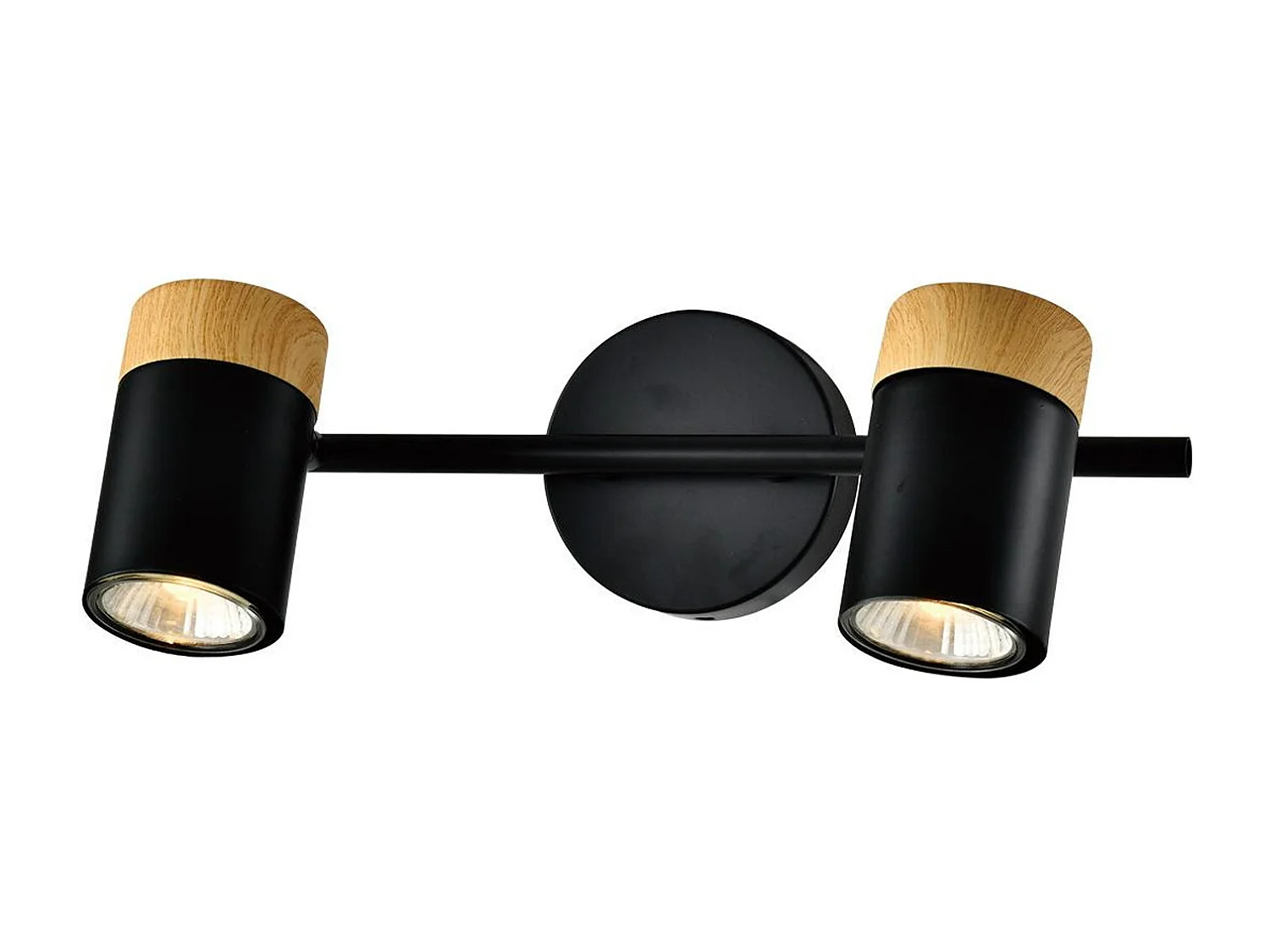 NETTLIFE Deckenleuchte 2 schwarze Holzspots GU10 LED 330° verstellbar für Flur Garage Wohnzimmer Küche ohne Leuchtmittel