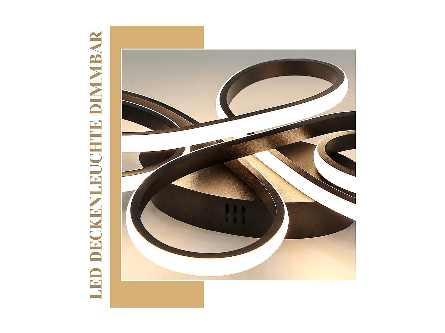 NETTLIFE Plafonnier LED Noir Intensité Variable 80 cm Salon 78W Chambre Moderne avec Télécommande Design Idéal pour Salle à Manger Bureau Cuisine