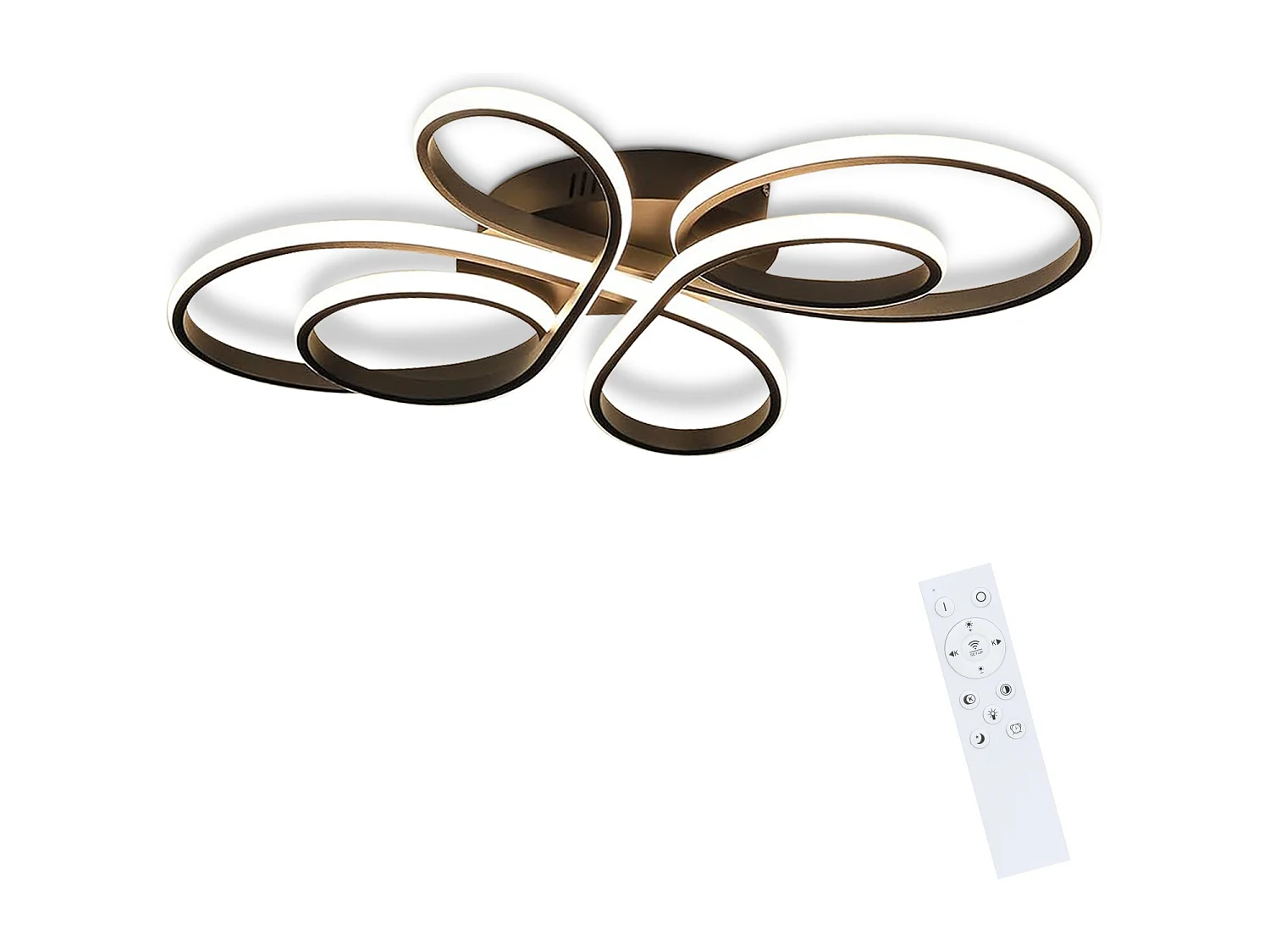 NETTLIFE Plafonnier LED Noir Intensité Variable 80 cm Salon 78W Chambre Moderne avec Télécommande Design Idéal pour Salle à Manger Bureau Cuisine