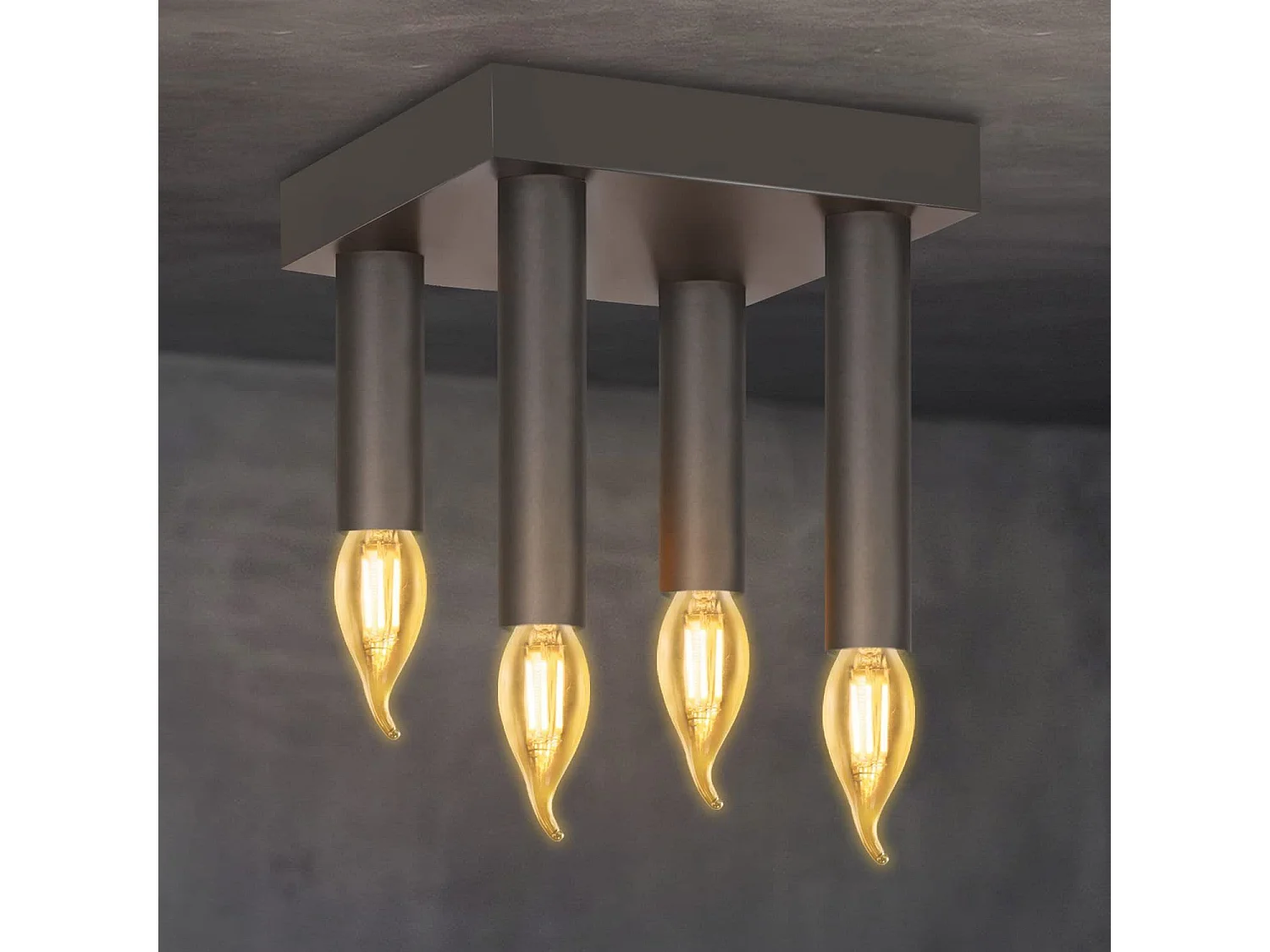 NETTLIFE Lámpara de Techo Vintage E14 Lámpara Industrial Lámpara de Dormitorio Gris con 4 Focos de Metal para Sala de Estar Cocina Pasillo Bar