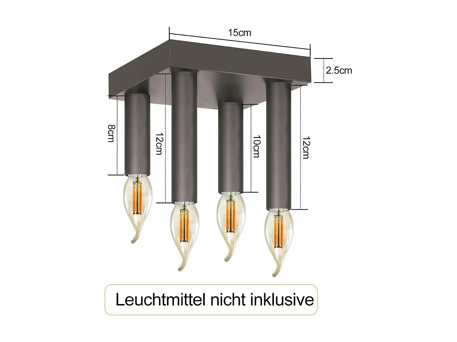 NETTLIFE Lámpara de Techo Vintage E14 Lámpara Industrial Lámpara de Dormitorio Gris con 4 Focos de Metal para Sala de Estar Cocina Pasillo Bar