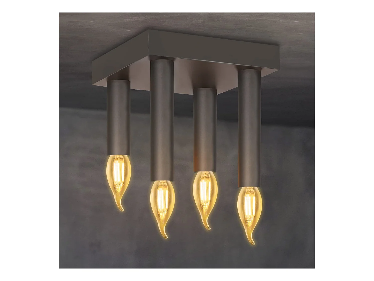 NETTLIFE Plafonnier Vintage E14 Lampe Industrielle Gris Lampe de Chambre avec 4 Spots en Métal pour Salon Cuisine Couloir Bar