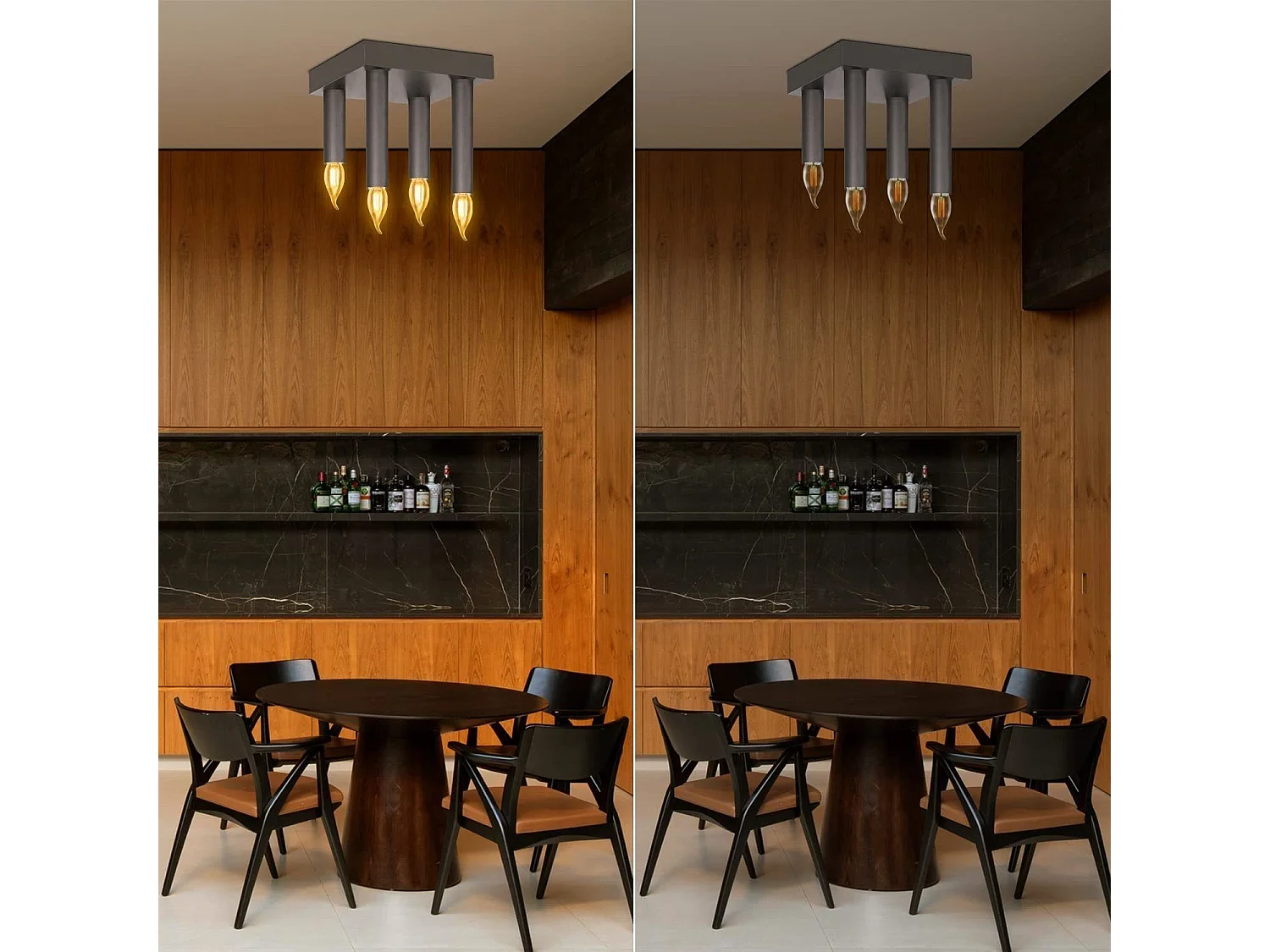 NETTLIFE Plafonnier Vintage E14 Lampe Industrielle Gris Lampe de Chambre avec 4 Spots en Métal pour Salon Cuisine Couloir Bar