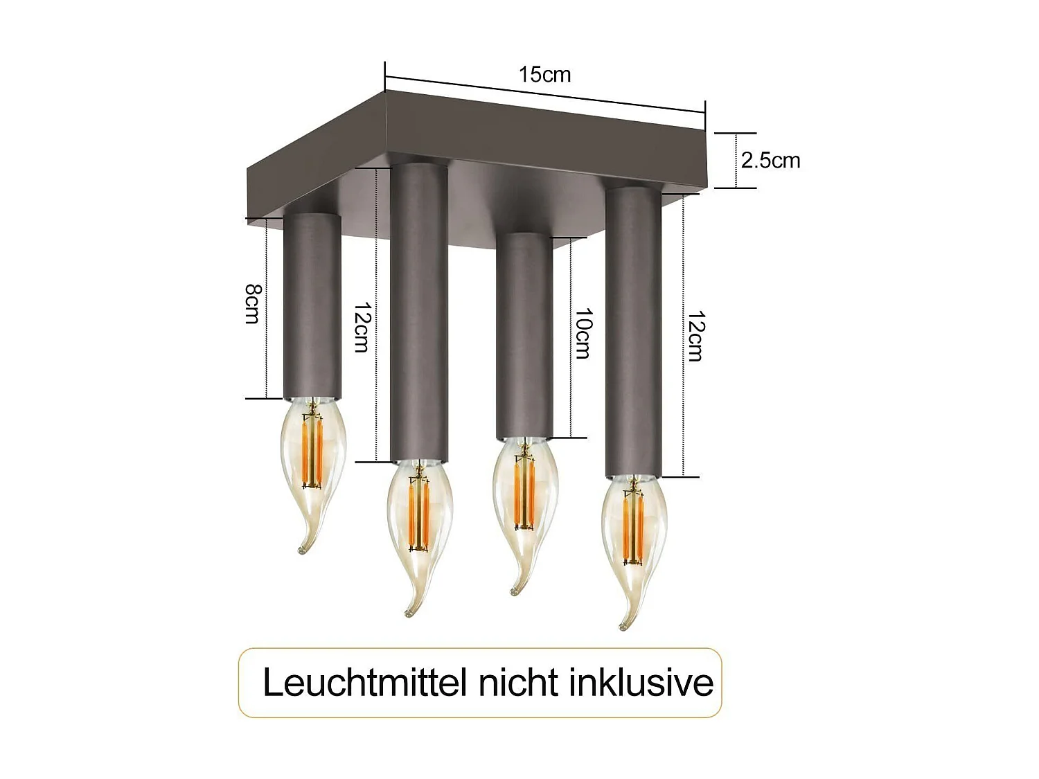 NETTLIFE Plafonnier Vintage E14 Lampe Industrielle Gris Lampe de Chambre avec 4 Spots en Métal pour Salon Cuisine Couloir Bar