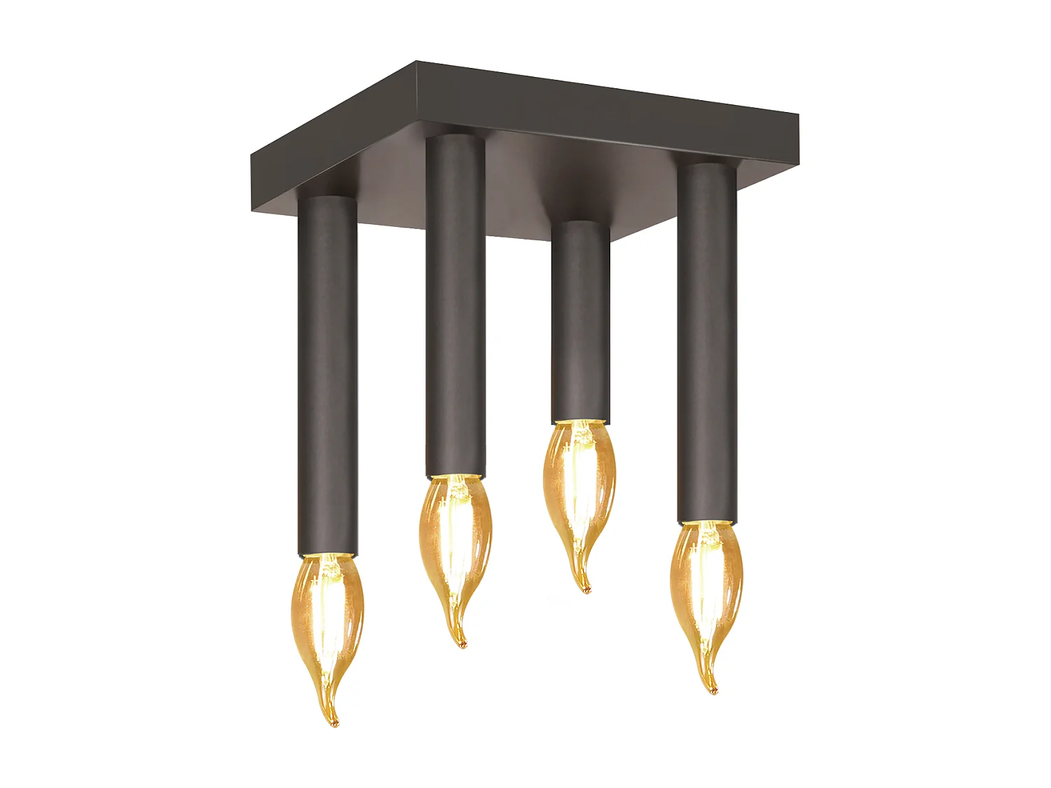 NETTLIFE Plafonnier Vintage E14 Lampe Industrielle Gris Lampe de Chambre avec 4 Spots en Métal pour Salon Cuisine Couloir Bar