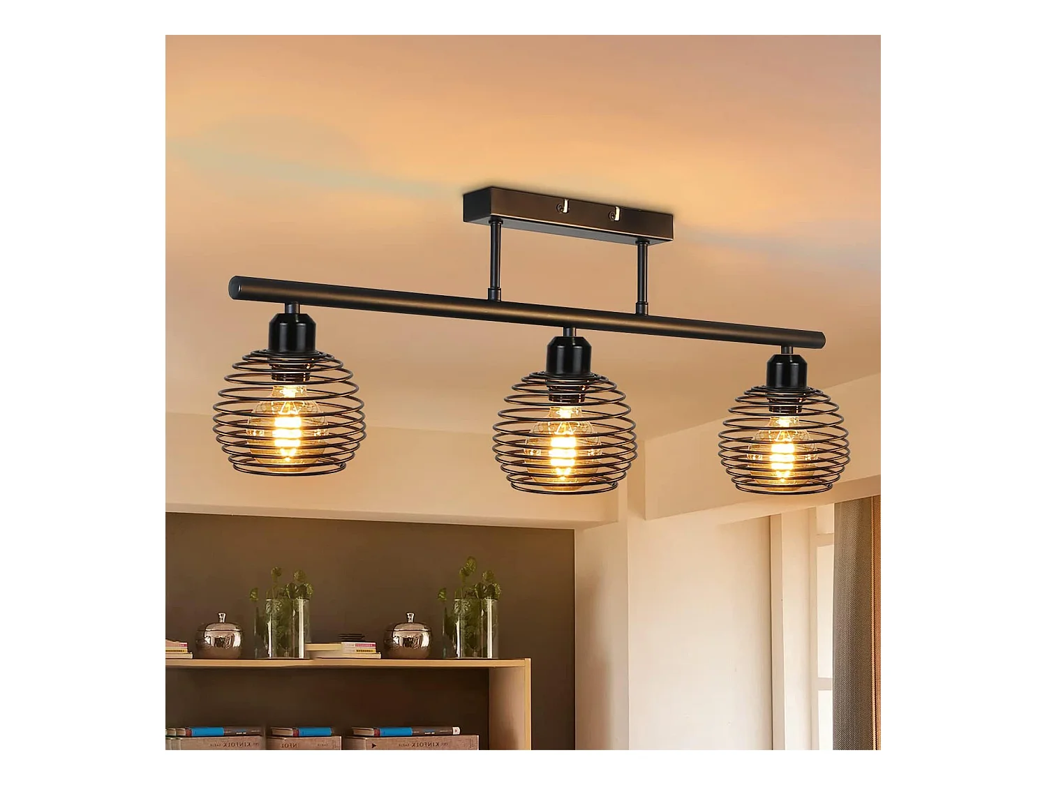 NETTLIFE Plafonnier Vintage Rétro 25W E27 Lampe Industrielle Lampe Design Noire pour Salon Chambre Cuisine Salle à Manger Salle d'étude Table à Manger