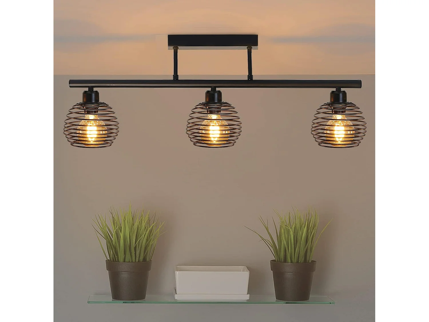 NETTLIFE Plafonnier Vintage Rétro 25W E27 Lampe Industrielle Lampe Design Noire pour Salon Chambre Cuisine Salle à Manger Salle d'étude Table à Manger