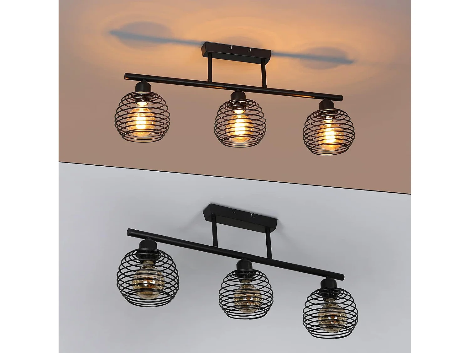 NETTLIFE Plafonnier Vintage Rétro 25W E27 Lampe Industrielle Lampe Design Noire pour Salon Chambre Cuisine Salle à Manger Salle d'étude Table à Manger