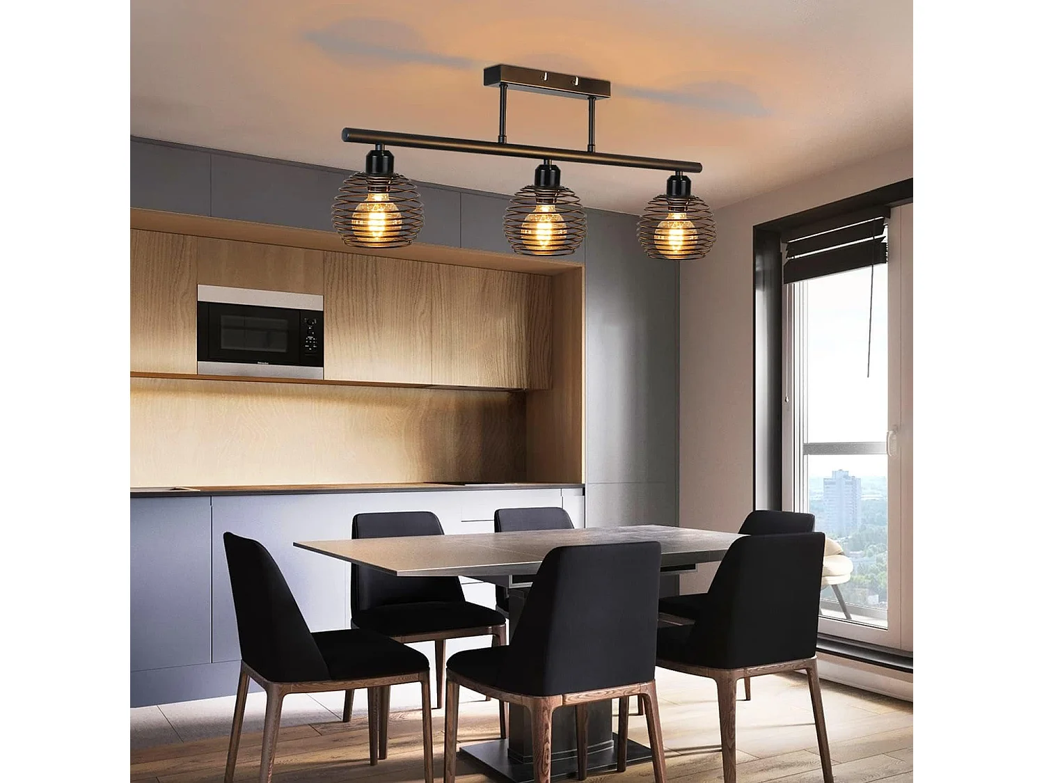 NETTLIFE Plafonnier Vintage Rétro 25W E27 Lampe Industrielle Lampe Design Noire pour Salon Chambre Cuisine Salle à Manger Salle d'étude Table à Manger